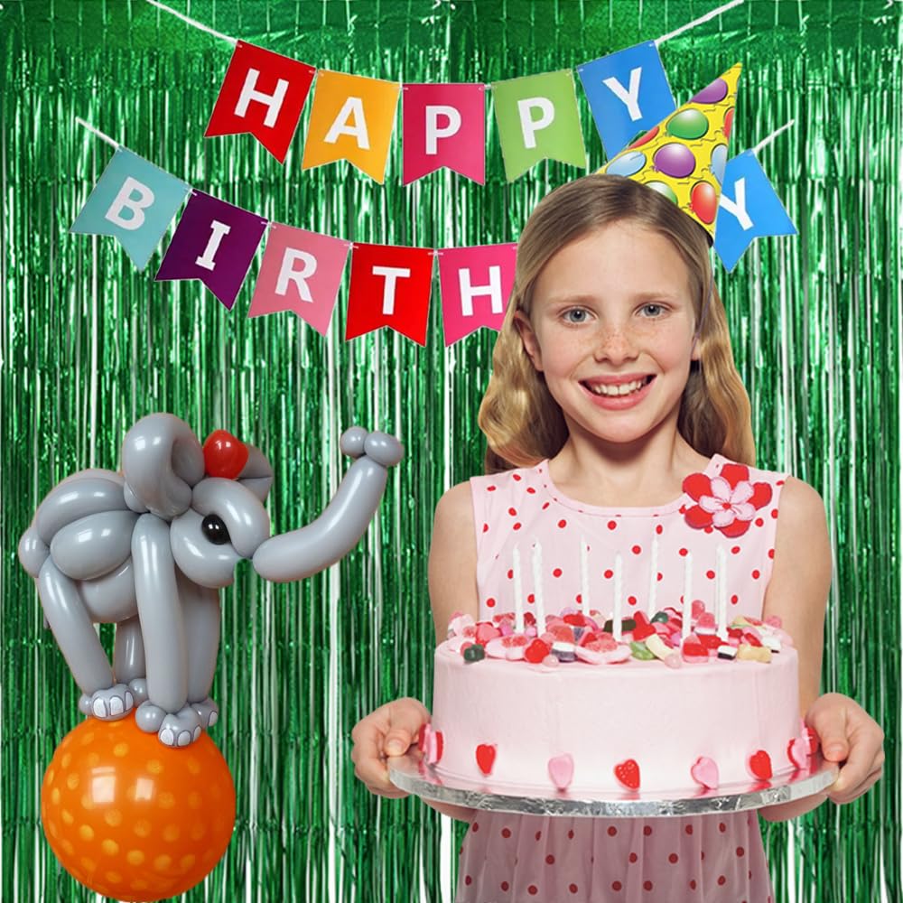 Toniful 3Pcs Laser Green Door Streamers,Laser Green Photo Booth Backdrop Metallic Streamers Laser Green Foil Fringe Curtains For