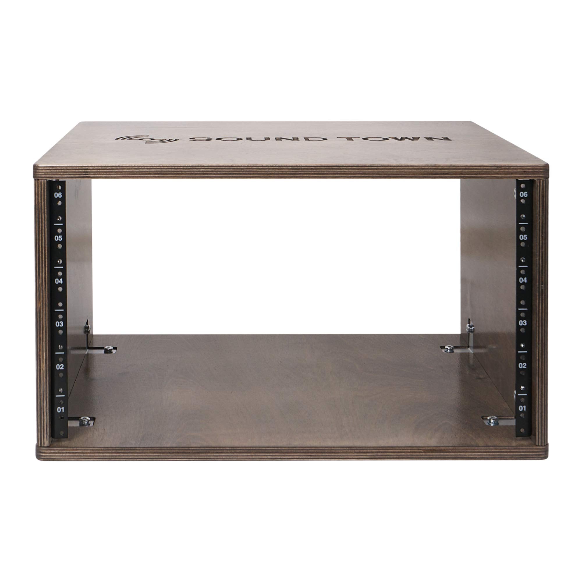 Sound Town Diy 6U Studio Rack With Solid Baltic Birch Plywood, Weathered Brown (Sdrk Y6B)