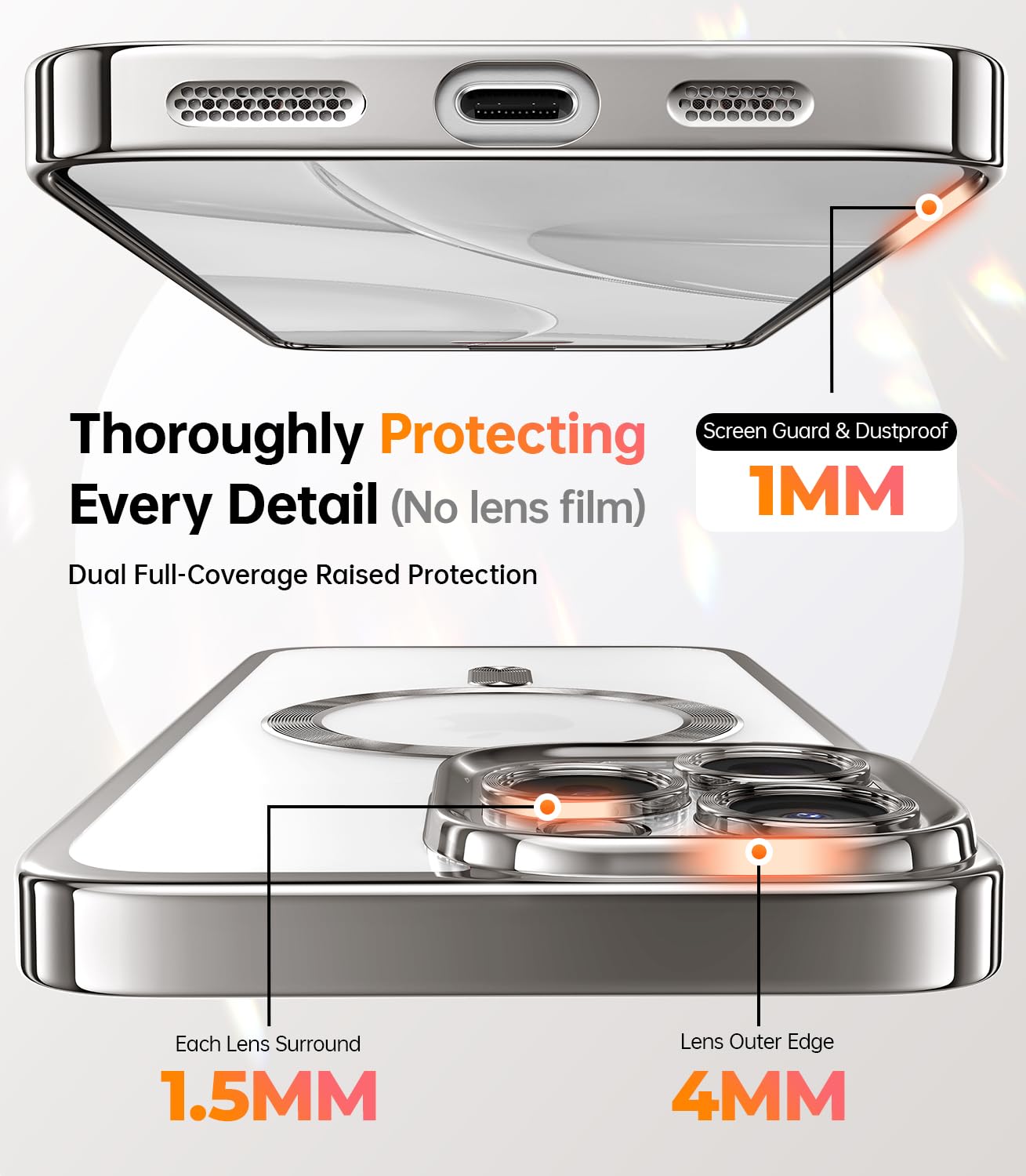 Meifigno Designed For Iphone 16 Pro Case 6.3'', [Glitter Card & Wrist Strap] [Compatible With Magsafe] Full Lens Protection Desi