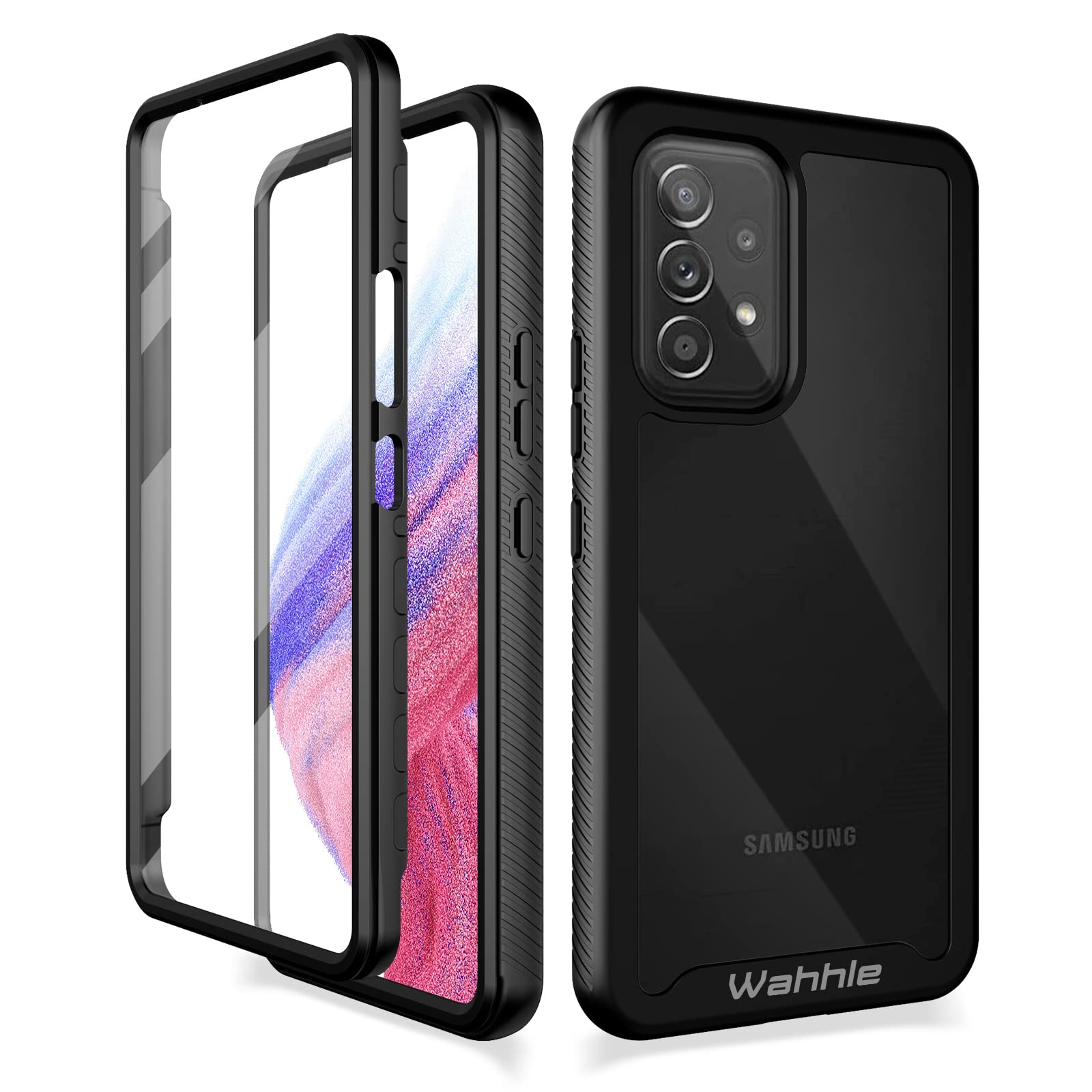 Wahhle Compatible With Samsung A53 5G Case, Built In Screen Protector Full Body Shockproof Slim Fit Bumper Protective Phone Cove