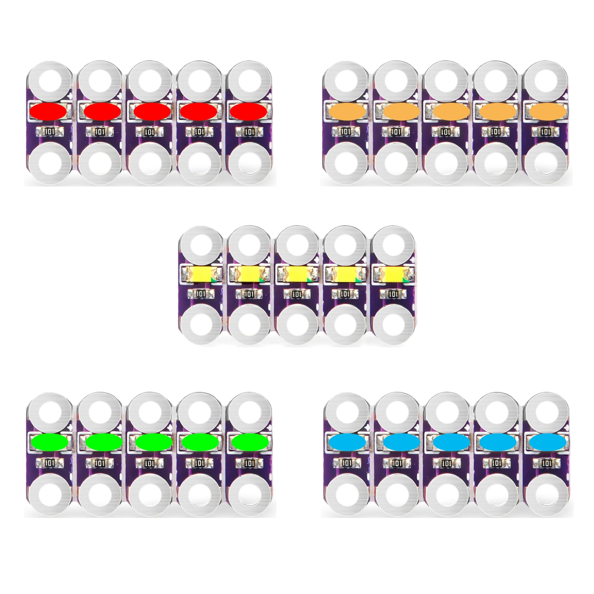 KOOKYE 25X Lilypad LEDs Red/Yellow/Blue/Green/White for Arduino Raspberry Pi Microcontroller