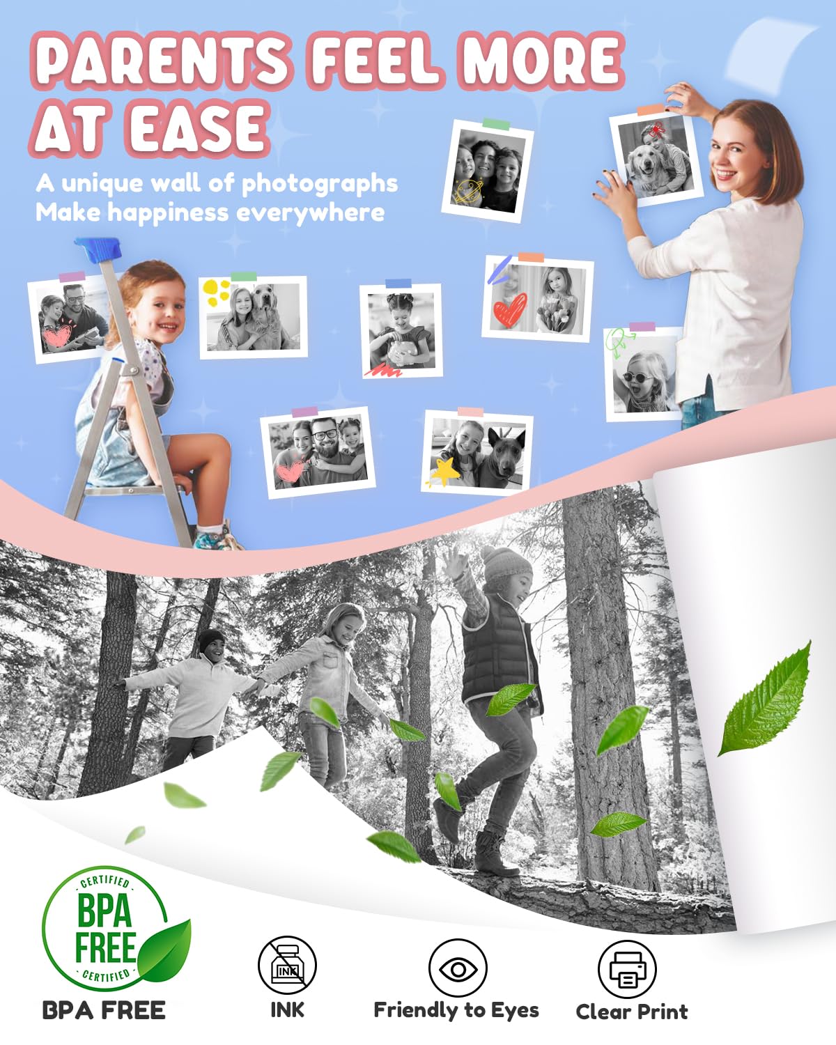 Dylanto Printing Paper, Printing Camera Refill Thermal Paper 10 Rolls, Bpa Free