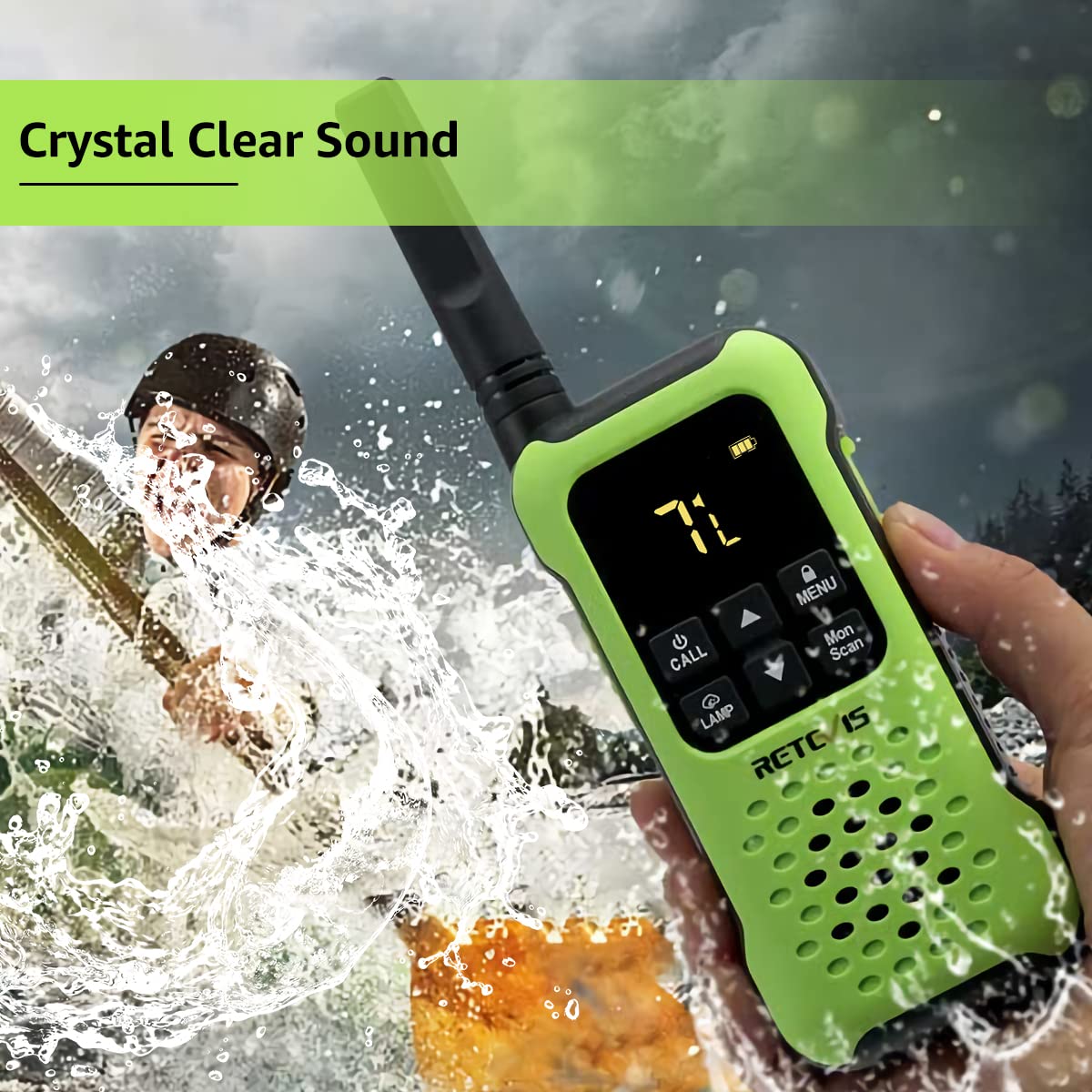 Retevis Rt49P Waterproof Two Way Radio, Ip67 Walkie Talkies Floatable, Rechargeable 2 Way Radio For Adults, Vox, Noaa, Flashlight, Sos, For Kayaking, Fishing 4 Pcs Green
