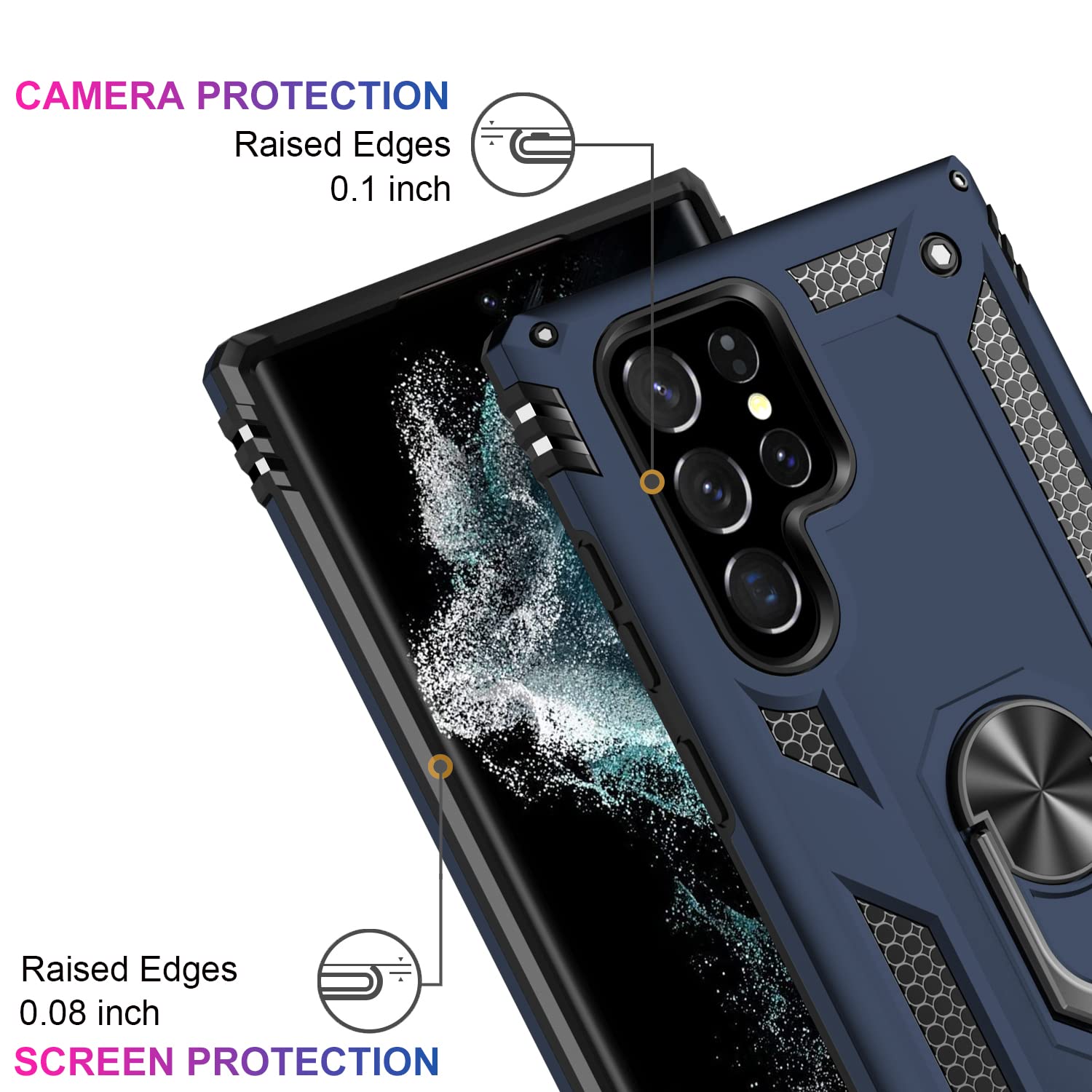 Ikazz For Galaxy S22 Ultra Case,Military Grade Shockproof Heavy Duty Protective Phone Cover Pass 16Ft Drop Test With Magnetic Ki