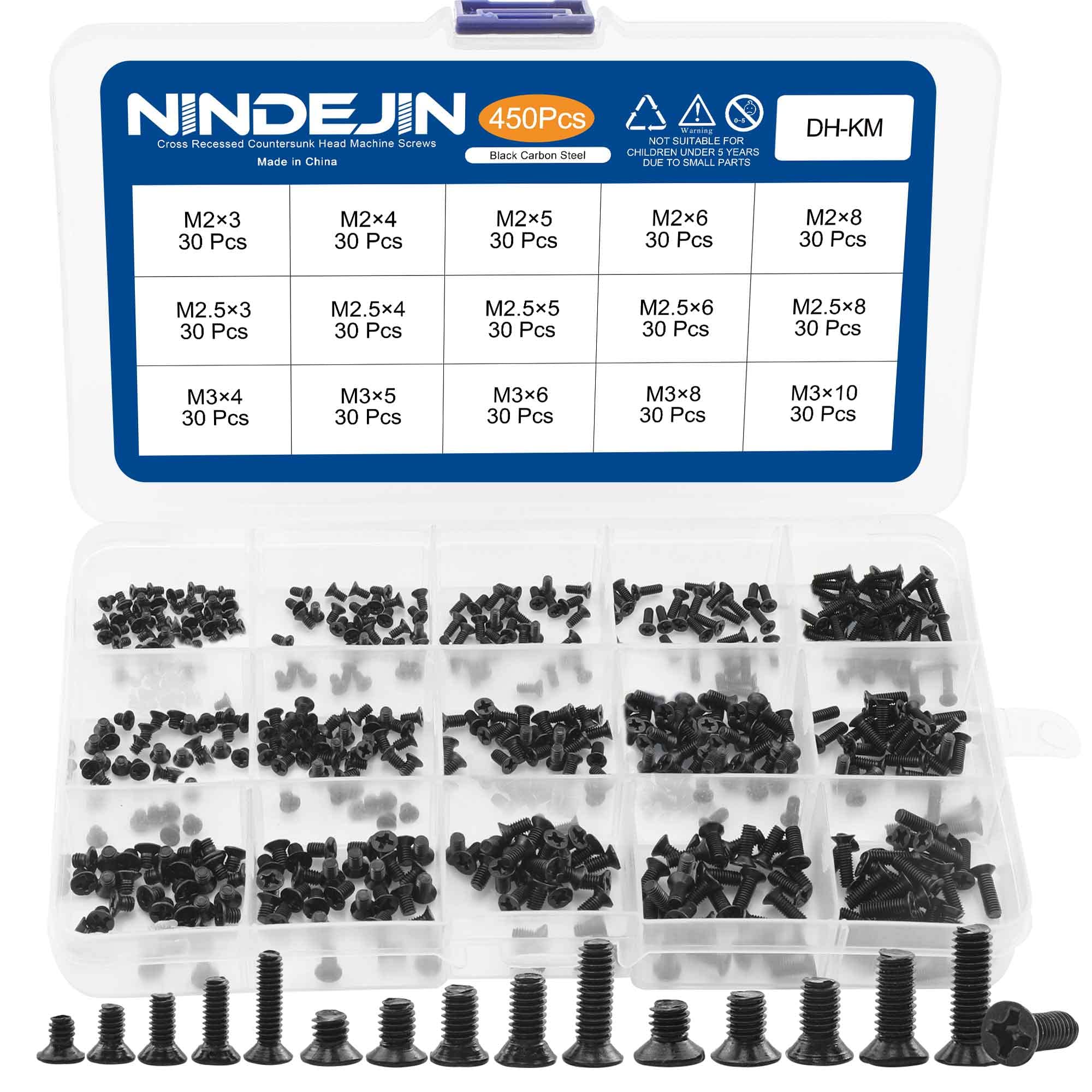 Nindejin Laptop Computer Screw Kit, M2 M2.5 M3 Countersunk Flat Head Phillips Mini Screws Set, Replacement Screw Electronic Repa
