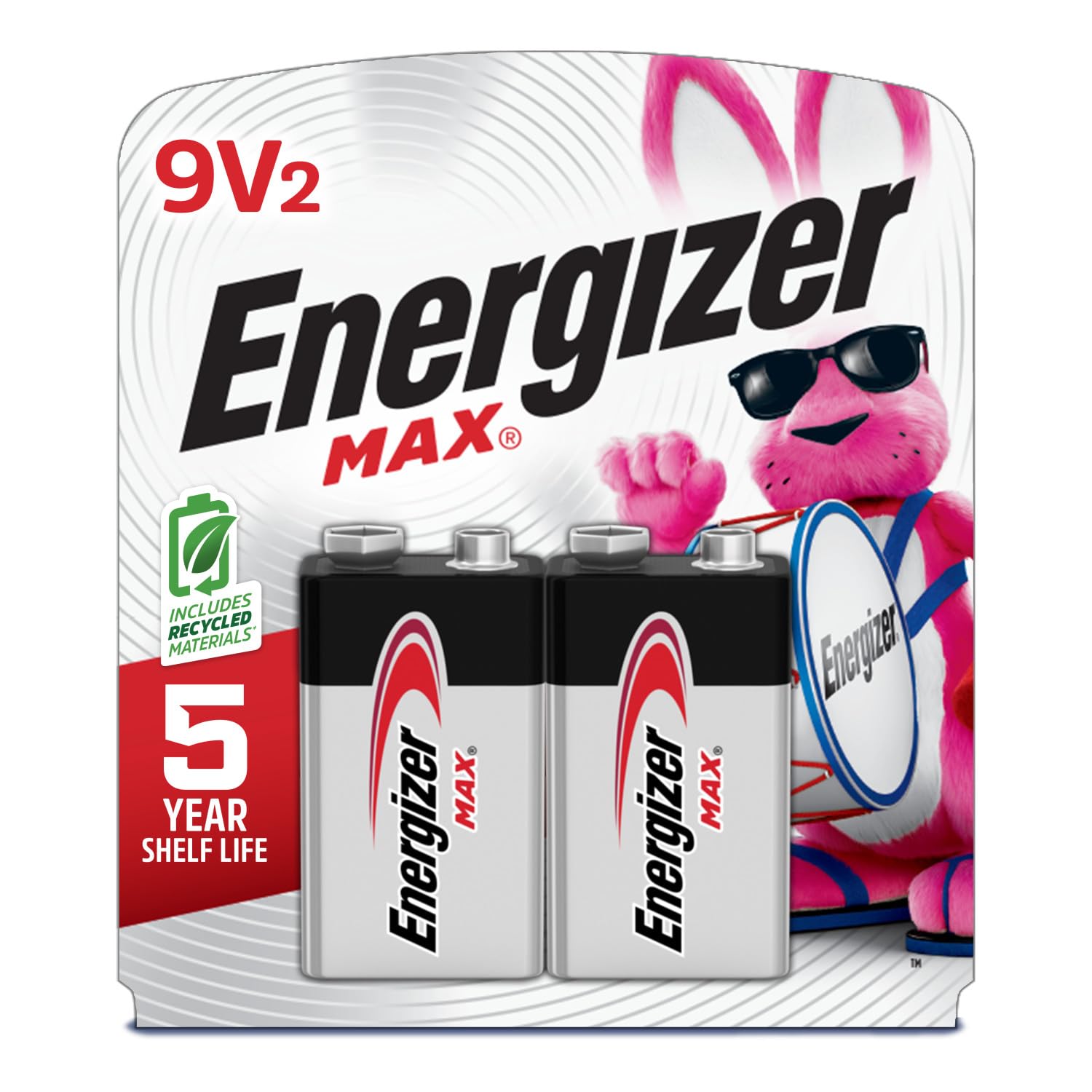 Energizer Max 9V Batteries (2 Pack), 9 Volt Alkaline Batteries   Packaging May Vary