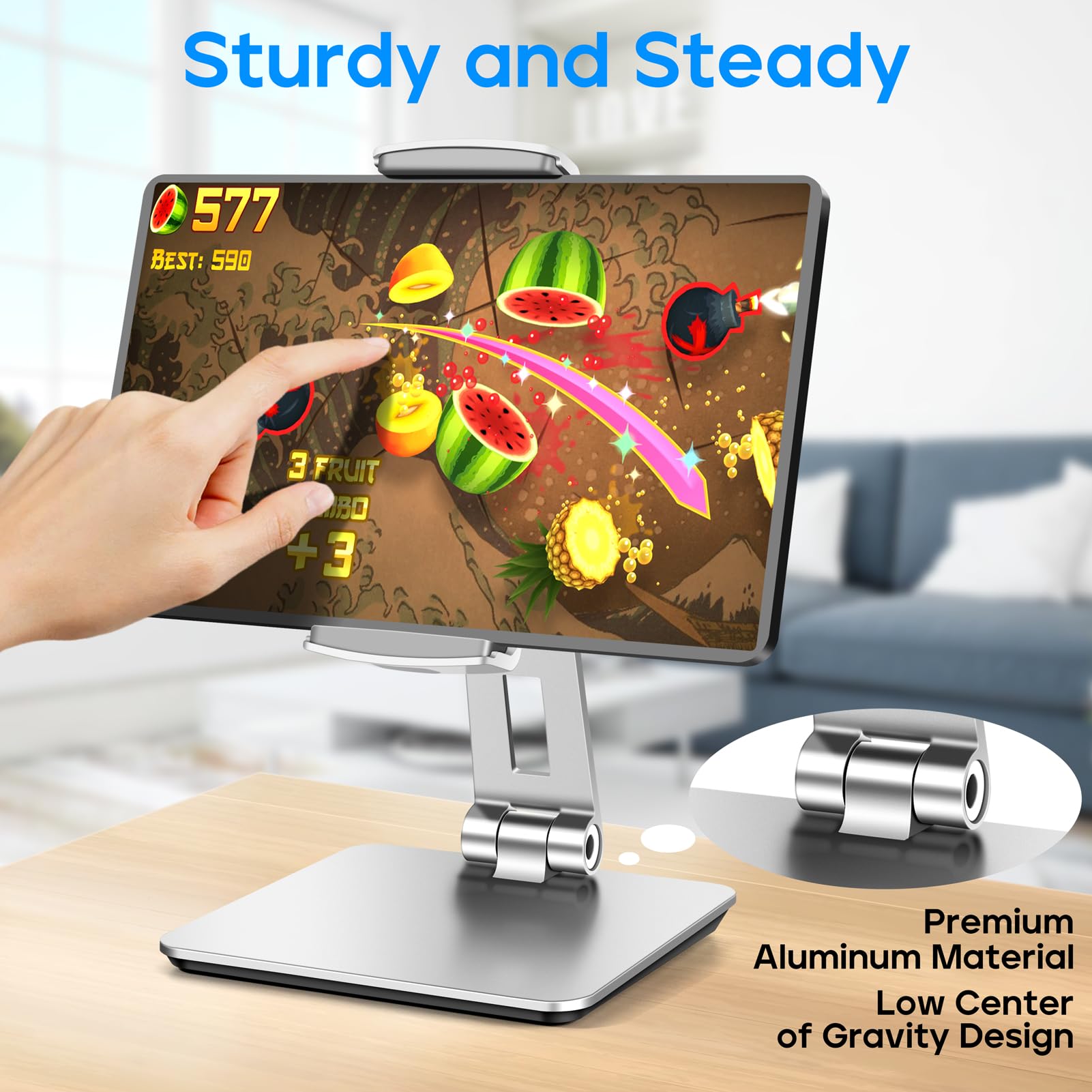 Roadom Tablet Stand For Desk, Adjustable 360 Swivel Bracket, 180 Tiltable Clamp,Foldable Tablet Holder For 4.7 17.3'' Phone/Ipad