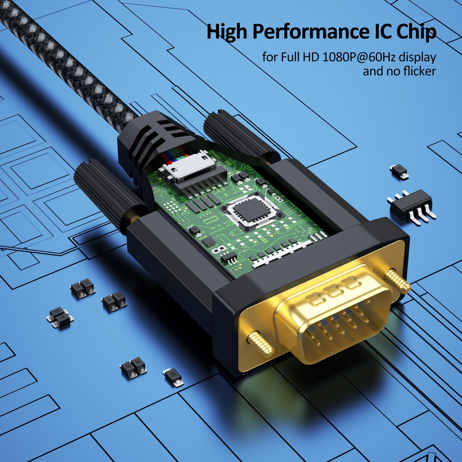 Dteedck Displayport To Vga Cable 3Ft 2 Pack, Dp Display Port To Vga Adapter Cable Converter Male To Male Braided Cord For Monito