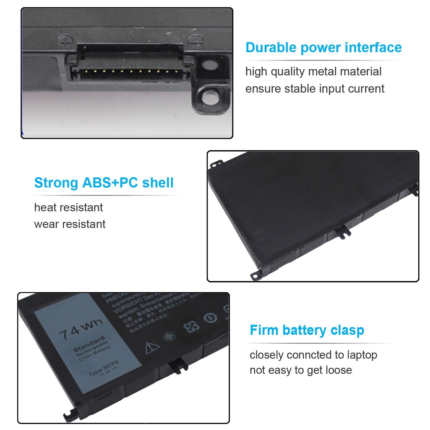 74Wh Type 357F9 71Jf4 Battery Compatible With Dell Inspiron 15 7000 7559 7557 7567 7566 7759 15 5576 5577 Ins15Pd Series 15 7559 0Gfj6 P57F 071Jf4 0357F9 6 Cell 11.1V 11.4V Li Ion Laptop Battery New