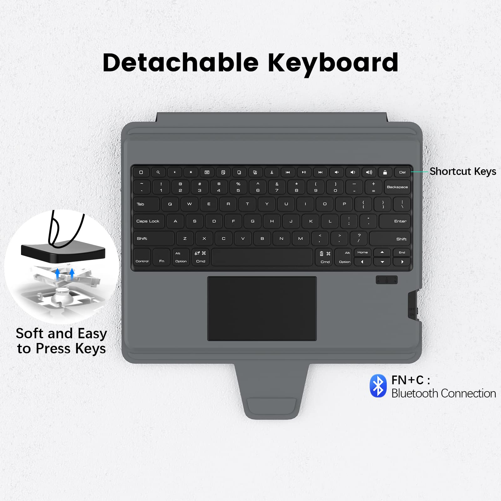 Nillkin Ipad Case 10.2'' With Detachable Keyboard, Trackpad, Pencil Holder,Slide Camera Cover Compatible With Ipad 7Th/8Th/9Th G