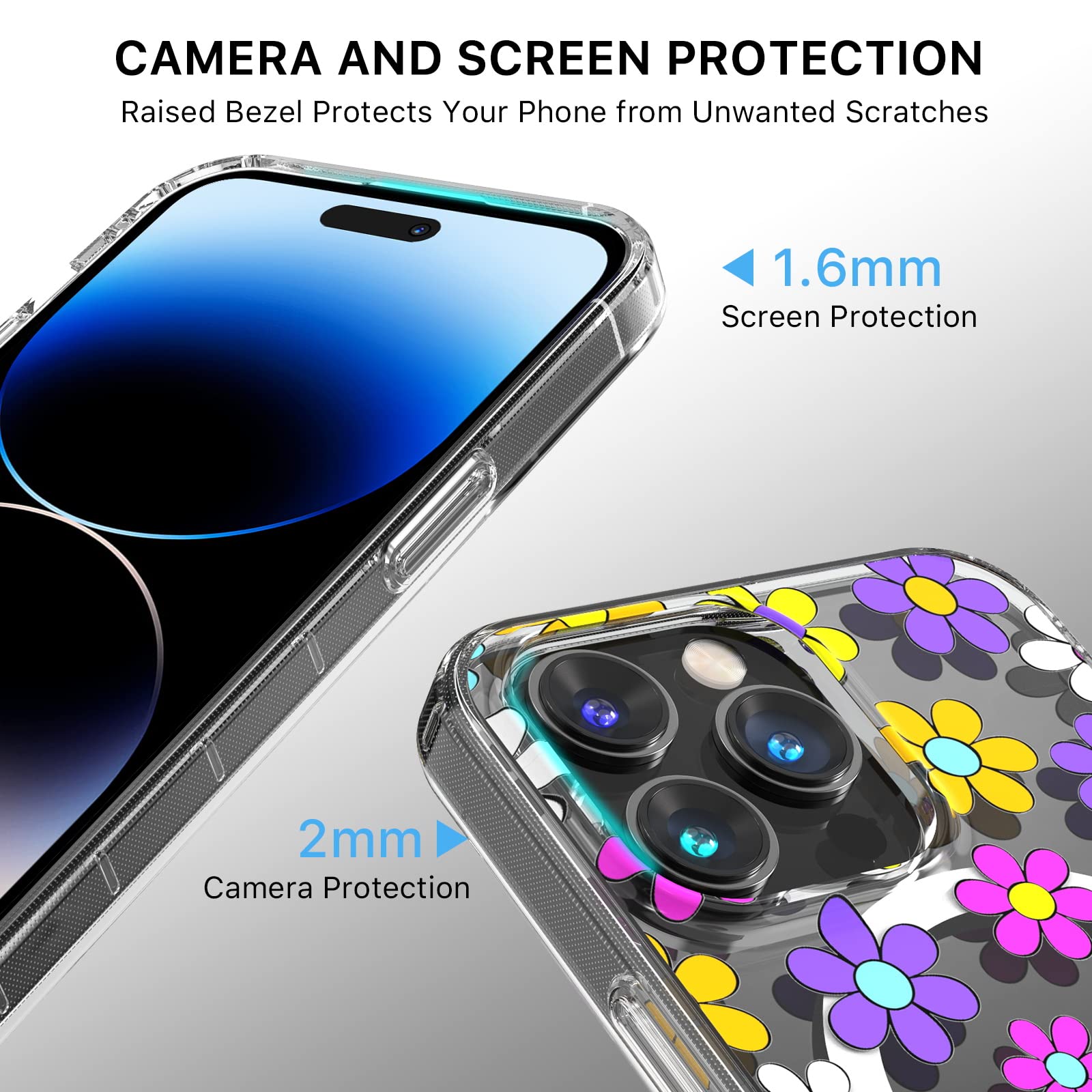 Mybat Pro Magnetic Slim Clear Case For Iphone 14 Pro Case 6.1, Compatible With Magsafe, Cute Crystal Mood Series For Women Girls