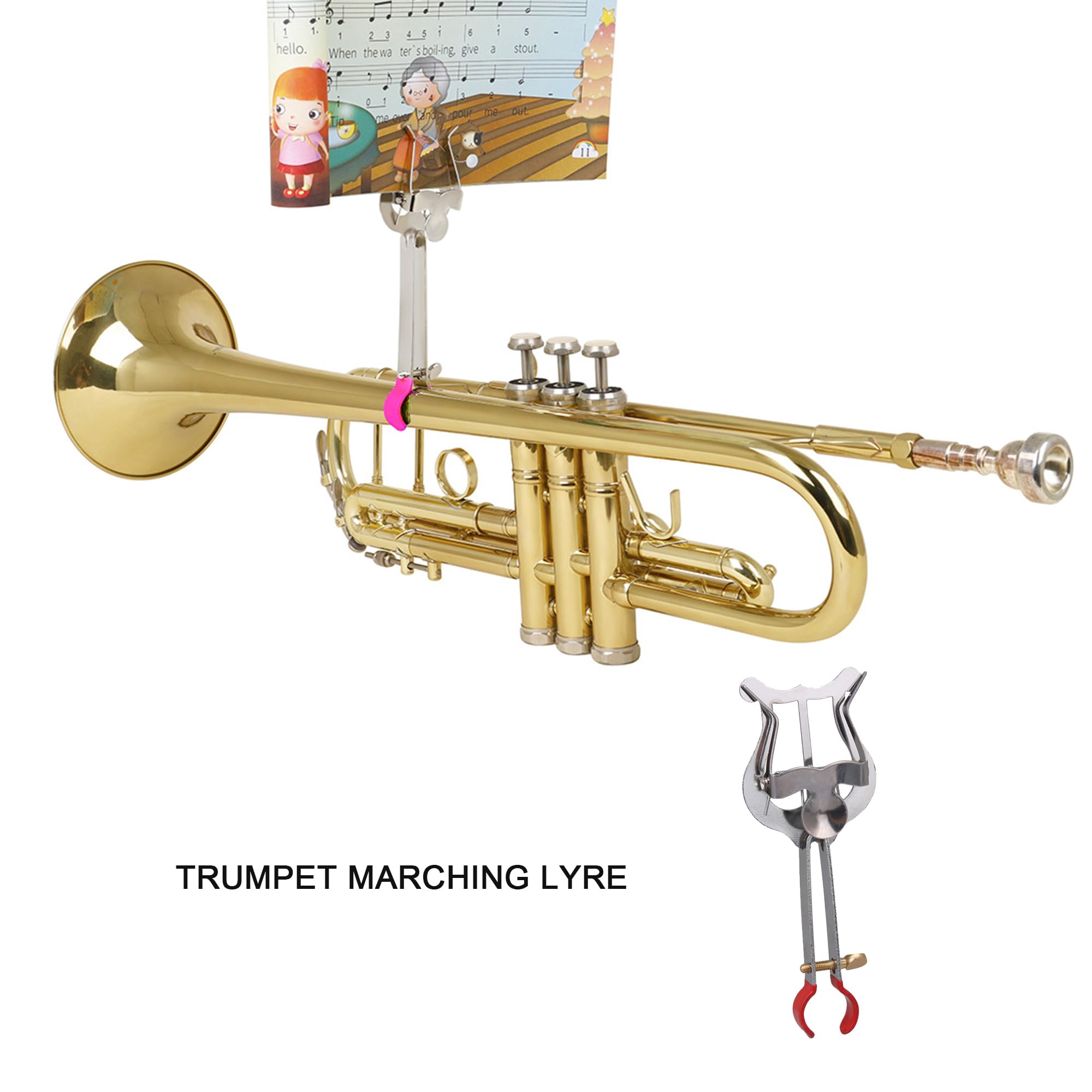 Lovermusic Silver Trumpet Marching Lyre Clamp On Music Clip Replacement For Instrument Parts