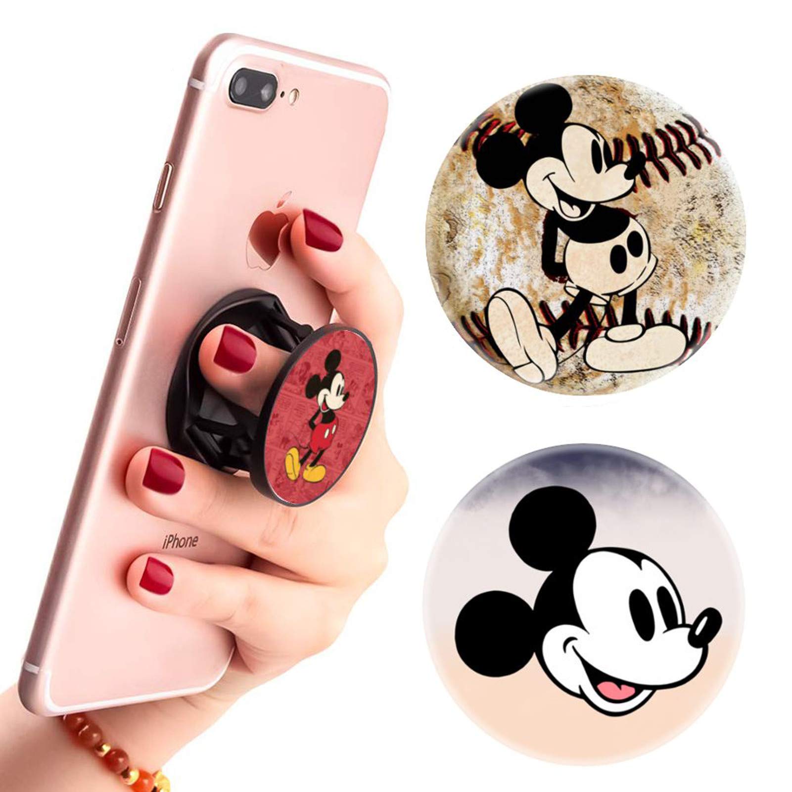 (3 Pack) Multifunction Cell Phone Grip Finger Holder And Stand Cute Baseball,Foldable Phone Kickstand Mount For Smartphones And 