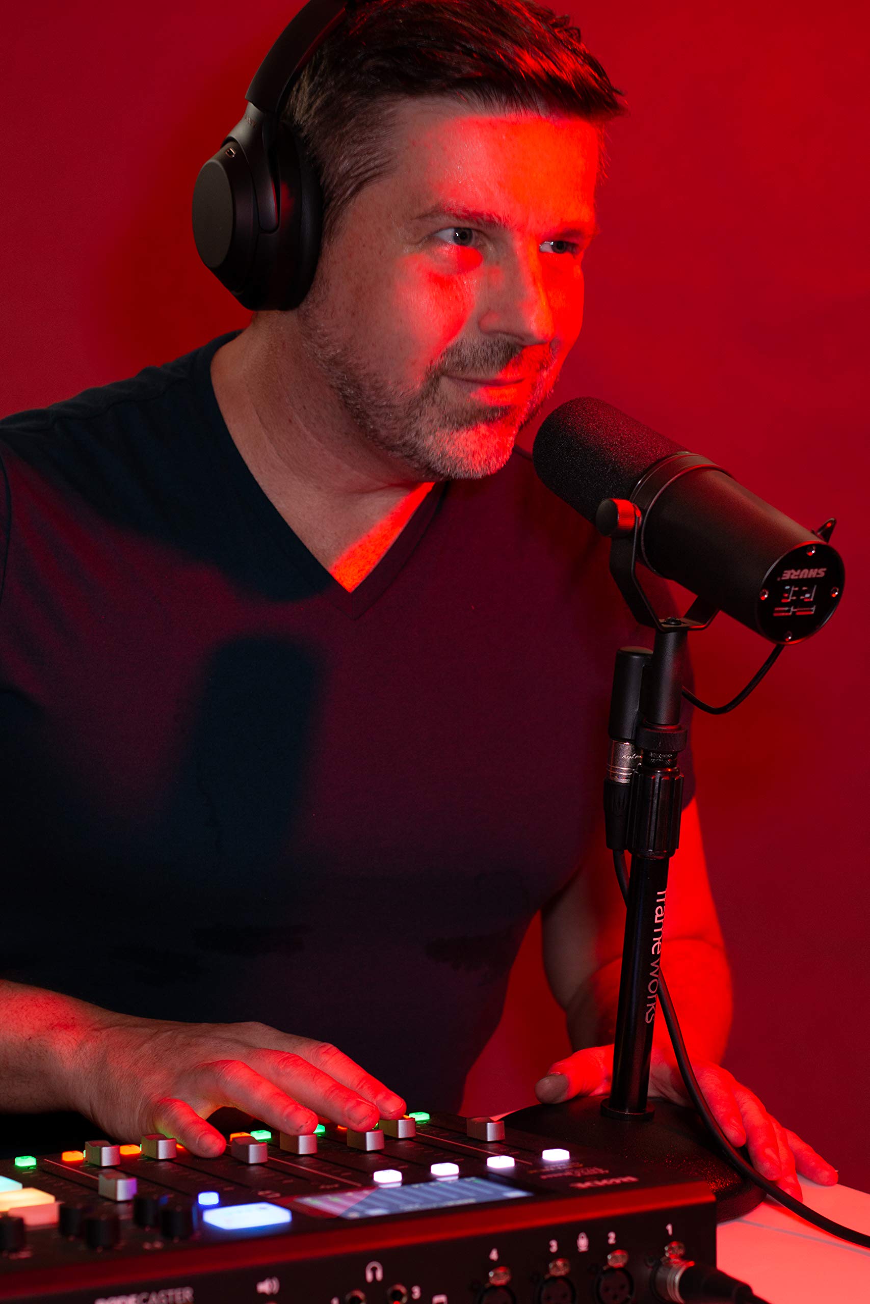 Gator Frameworks Desktop Microphone Stand With Round Weighted Base & Adjustable Height (Gfw-Mic-0501)