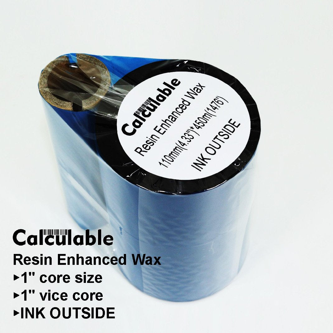 Defmate 4.33'' X1476' (110Mmx450M) Thermal Transfer Ribbon Ink Outside Wax Ribbons Resin Enhanced Wax For Zebra Gk420D Sm4 Zt410