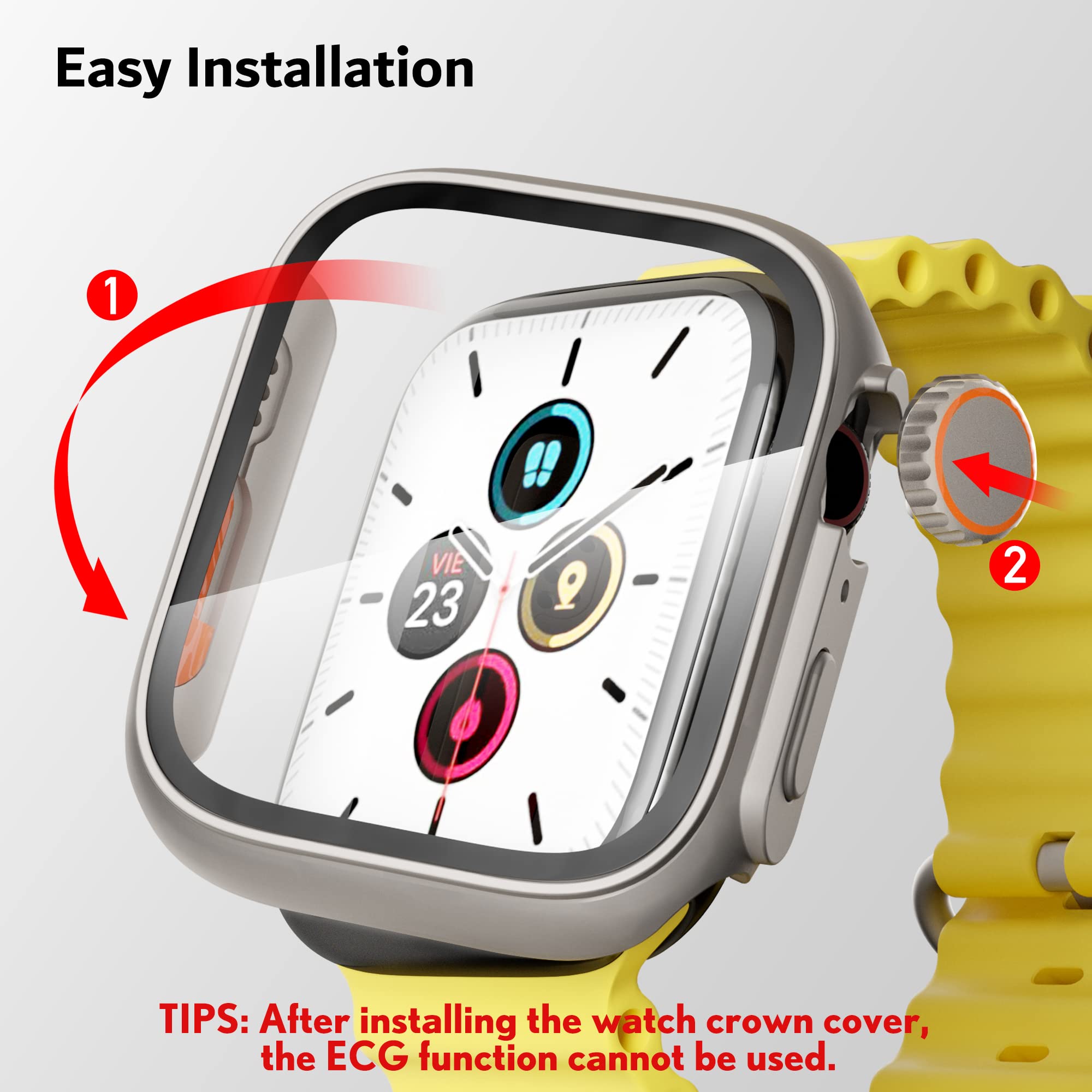 Pzoz Compatible For Apple Watch Series 4/5/6/Se 44Mm Hard Case With Tempered Glass Screen Protector, Unique Design Hard Pc Cover