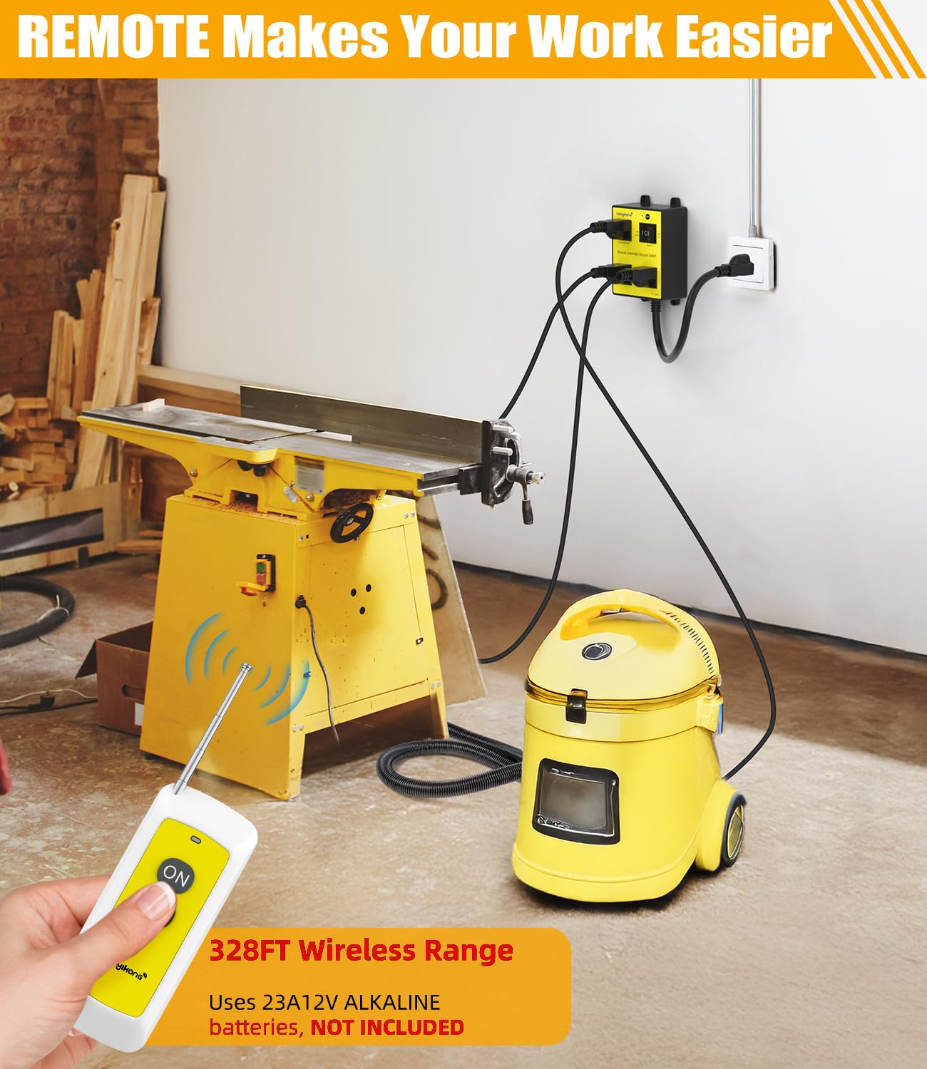 Automatic Vacuum Switch With Remote, Auto Vacuum Switch For Various Power Tools, Dust Collector On/Off Delay To Prevent Circuit