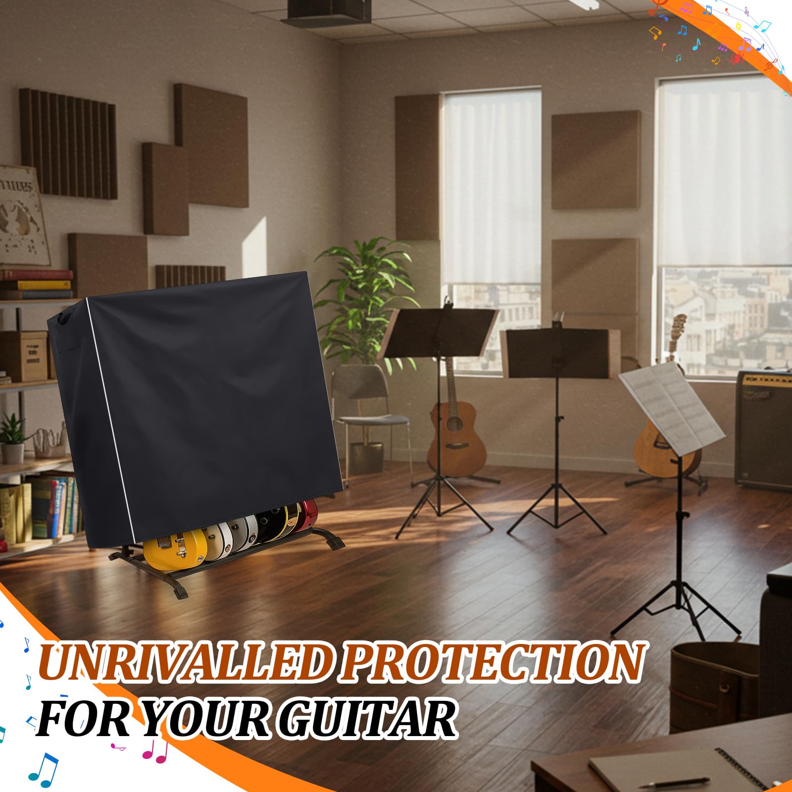 Glicraft Guitar Stand Cover 43 H X 47 L X 19 W Heavy Duty Acoustic/Electric Guitar Stand Storage Cover Dust Proof Scratch Re