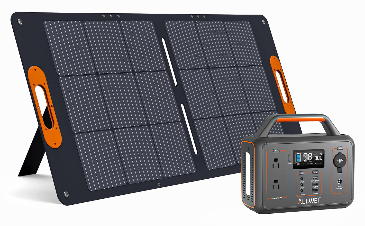 Allwei 300W Solar Generator With 100W Solar Panel Included, 280Wh Portable Power Station With Ac Outlet Usb Port, Solar Powered