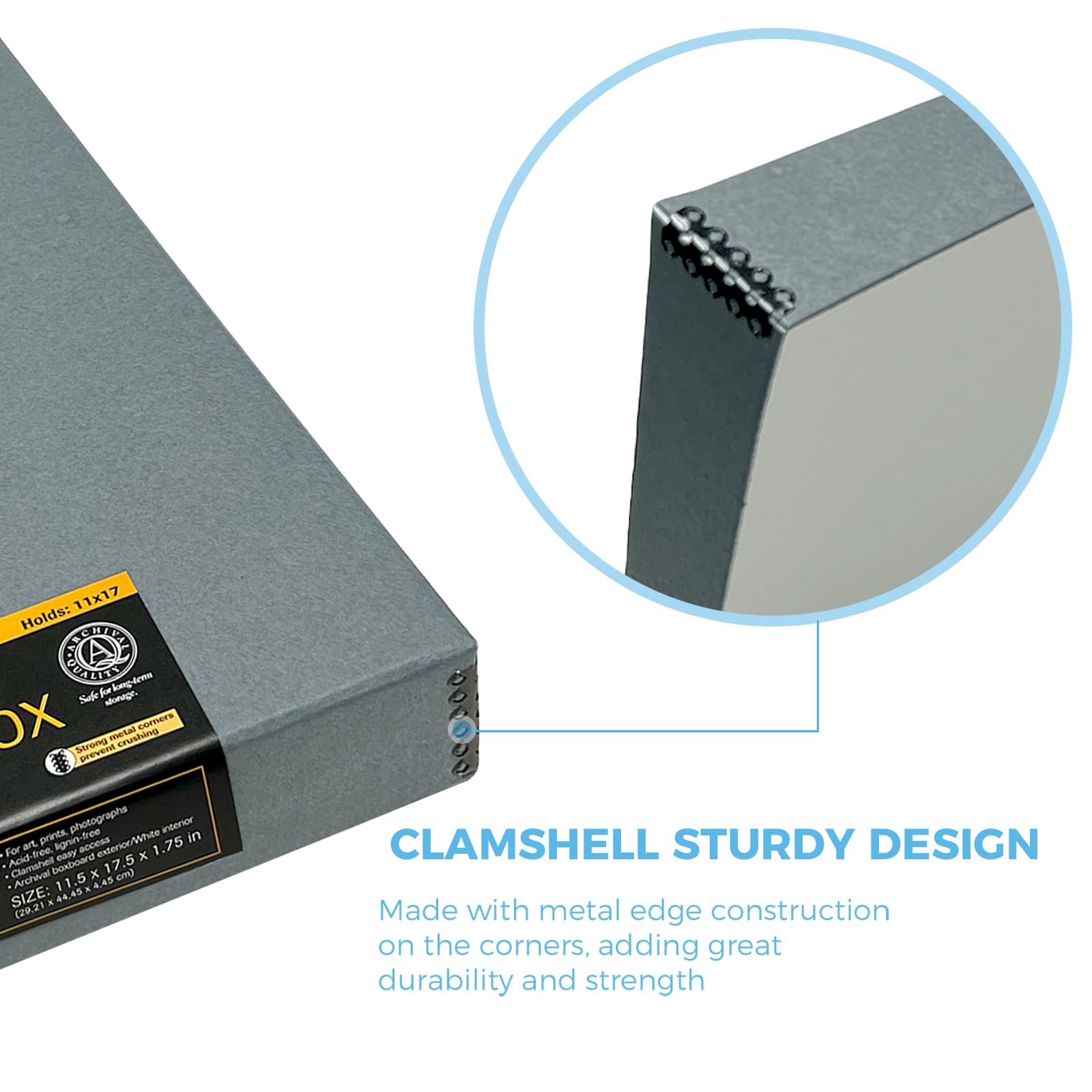 Lineco Folio Storage Box, Clamshell Design With Metal Edge. 11.5X17.5X1.75 Inches, Archival Boxboard, Preserve Photos, Cards, Ma