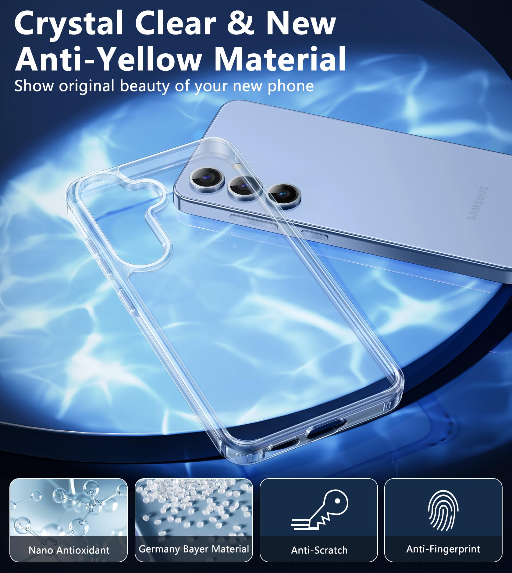 Fntcase For Samsung Galaxy S24 Plus Case: Clear Military Grade Shockproof Anti Yellowing Slim S24+ Phone Cover, Protective Rugge