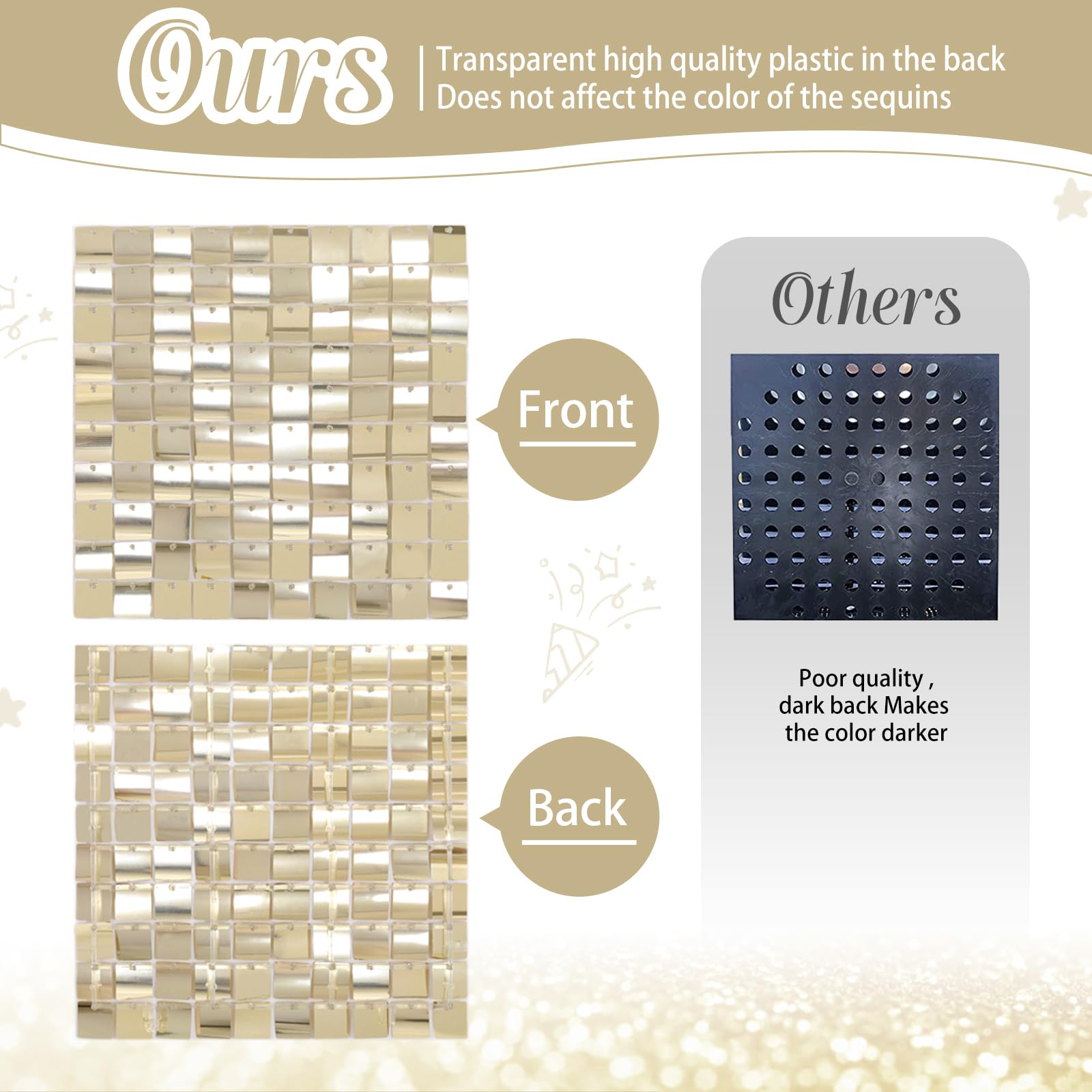 Light Gold Shimmer Wall Backdrop Sparkle Party Backdrop 3Ftx4Ft Sequin Wall Background For Birthday Anniversary Wedding Engageme