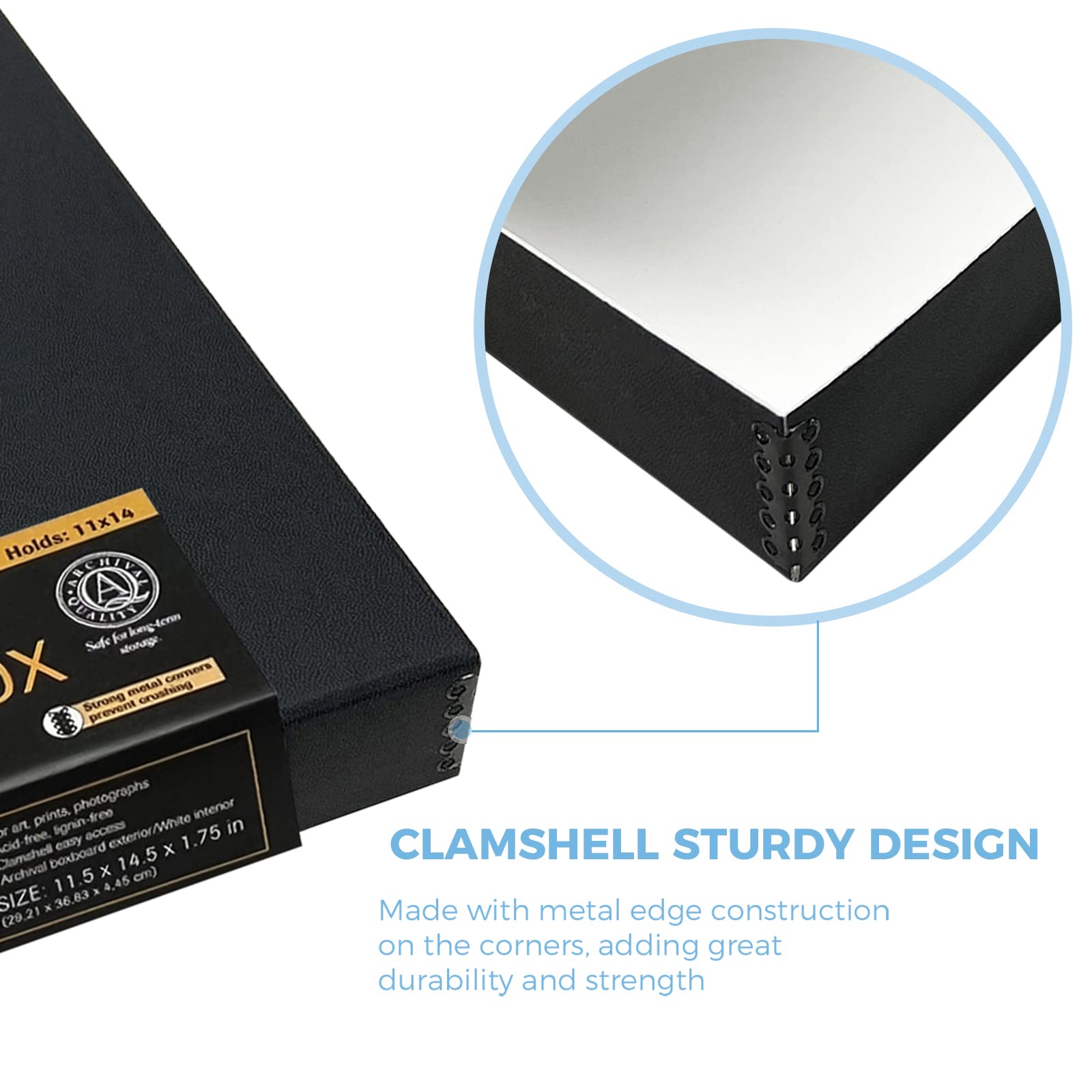 Lineco Folio Storage Box, Faux Leather Cover, Clamshell Design, 9.5X12.5X1.75 Inches, Archival Boxboard, Preserve Photos, Cards, Magazines, Documents, Art, Ephemera, Family Records, Black, Pack Of 1