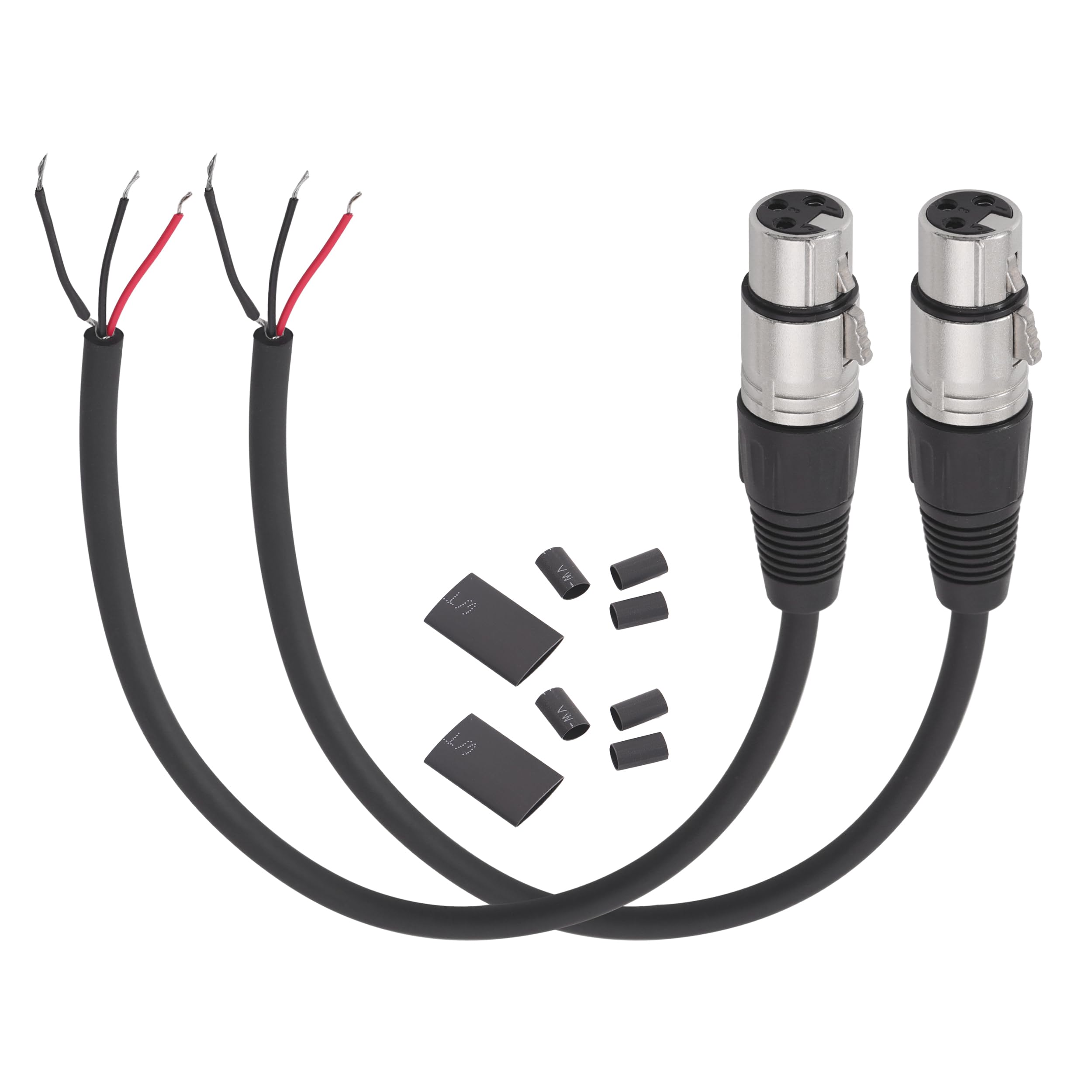 Jienk 2PCS 1FT XLR 3 Female to Bare Wire Open End Cable, XLR 3PIN Pigtail Replacement Audio Cable with Heat Shrink Tubes for DJ/