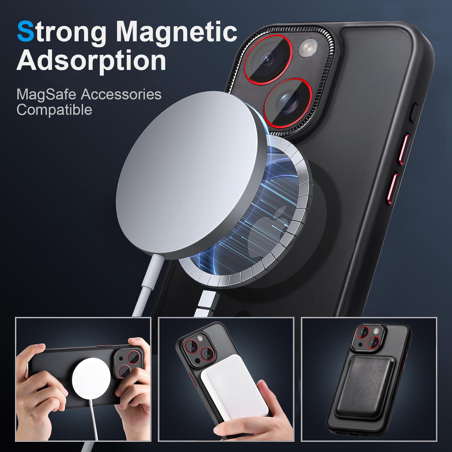 Yzoiko Strong Magnetic Case For Iphone 15 Case With Integrated Camera Lens Protection [10Ft Military Grade Protection] Compatibl