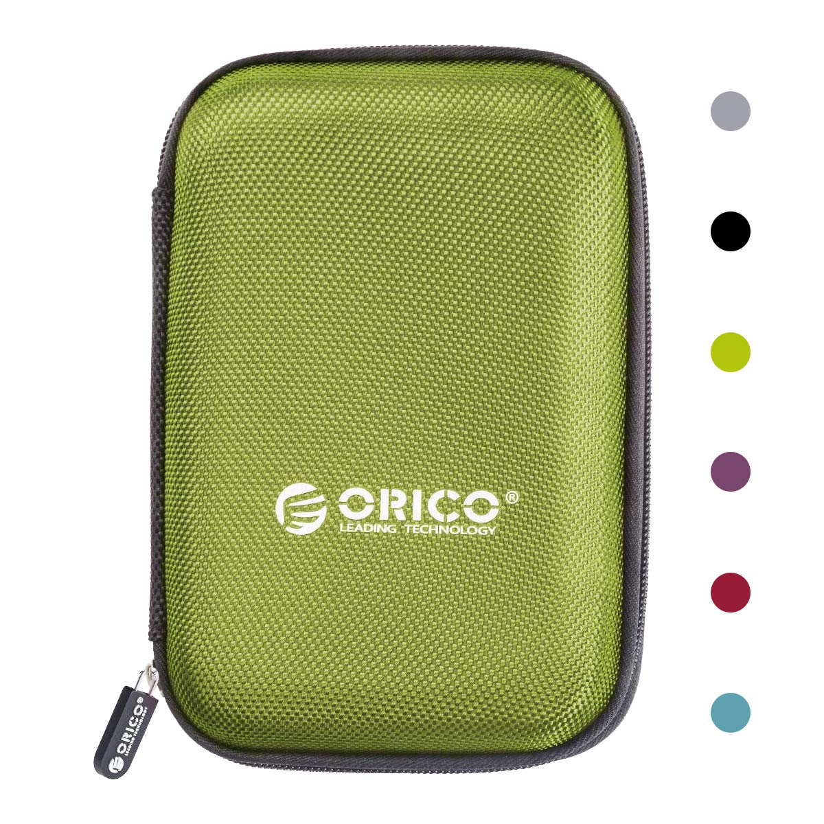 ORICO Hard Drive Case 2.5 inch External Drive Storage Carrying Bag Waterproof Shockproof with Inner Size 5.5x3.5x1.0inch for Organizing HDD and Electronic Accessories, Green(PHD 25)