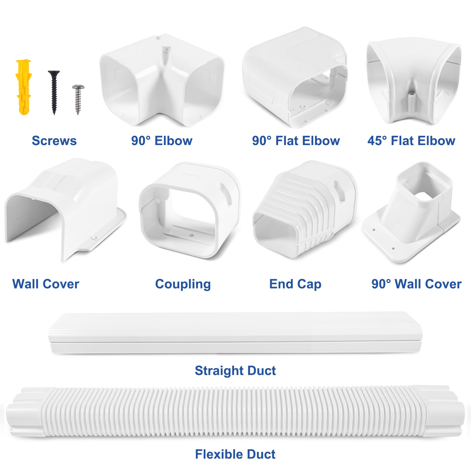 Kuriprotect 3W 16Ft Decorative Pvc Line Set Cover Kit For Mini Split Lineset Cover Kit For Air Conditioner & Heat Pump (White)