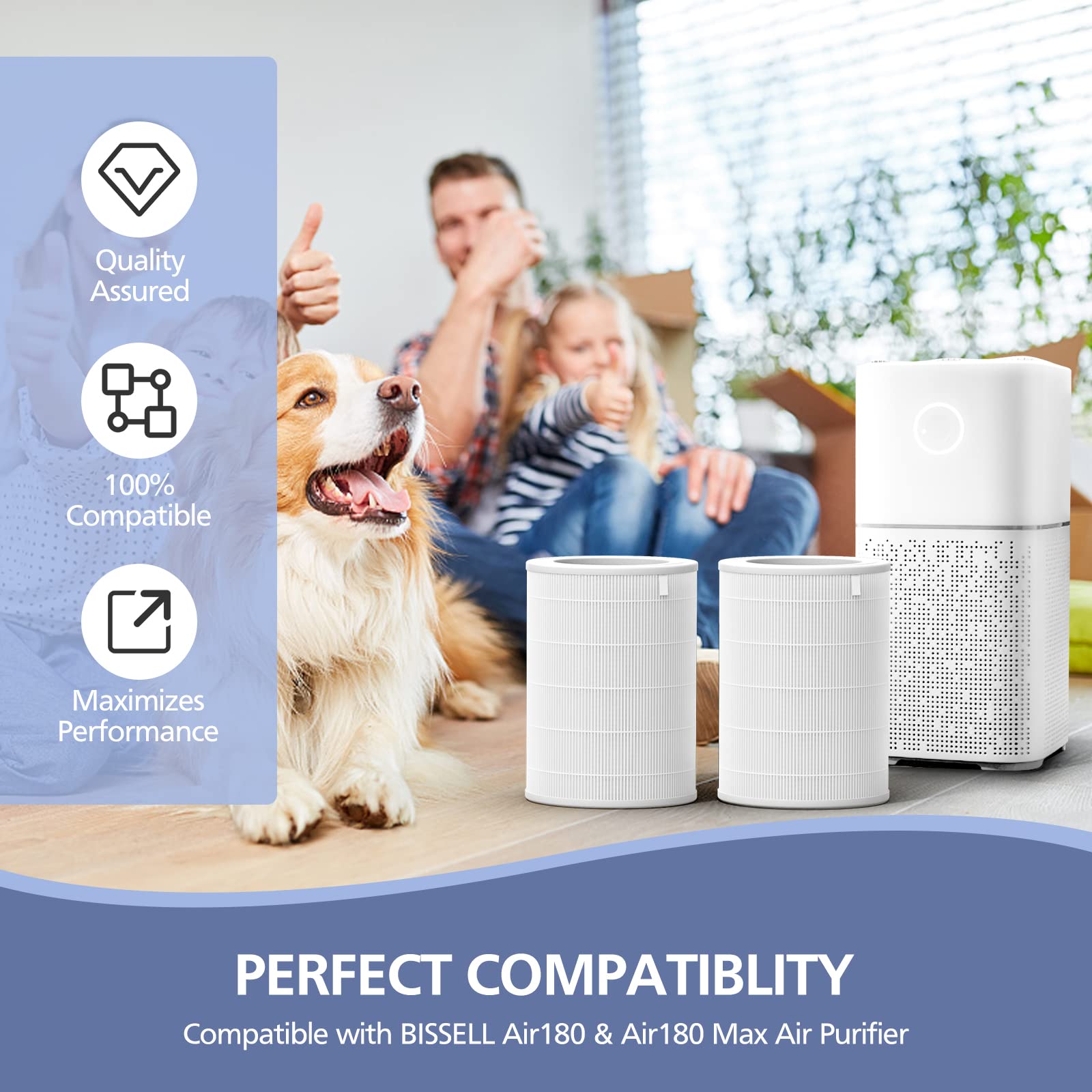 Air180 Replacement Filter, Compatible With Bissell Air180 And Bissell Air180 Max Air Purifie R, 3 In 1 True Hepa Filter Compare