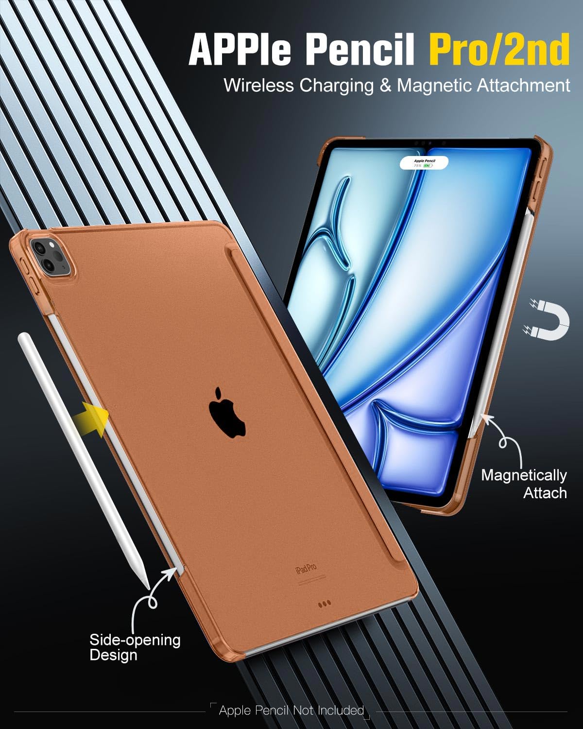 MoKo for iPad Air 13 Inch M2 Case 2024/ iPad Pro 12.9 Case (6th/5th Gen 2022/2021), Slim Smart Shell Translucent Frosted Hard PC Back Cover, Support Touch ID & Pencil Pro/2nd/USB C, Dark Coffee