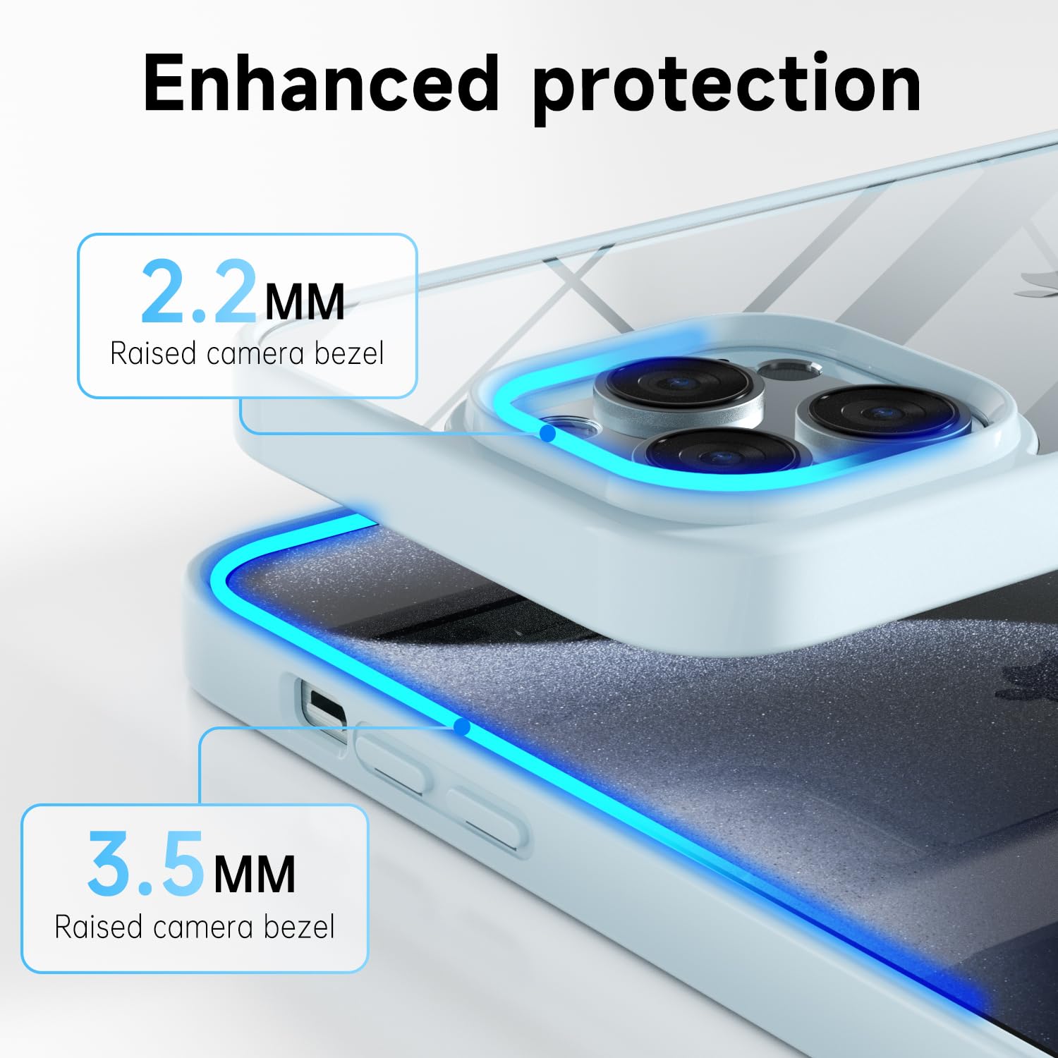 Loeoel For Iphone 15 Pro Case Clear, Transparent Hybrid 15 Pro Phone Case [Hard Plastic & Soft Silicone Bumper] Acrylic Non Yell