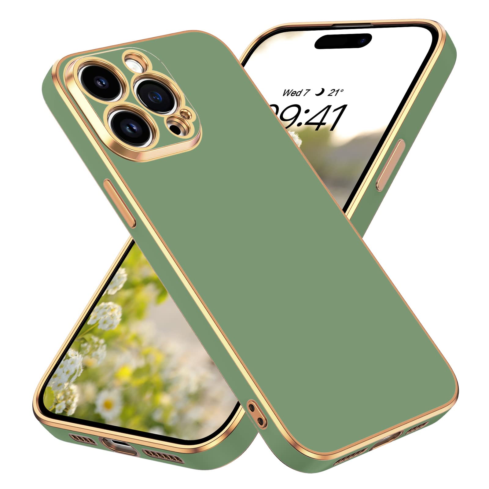 Bentoben Compatible With Iphone 14 Pro Max Case, Slim Luxury Electroplated Bumper Women Men Girl Protective Soft Case Cover With