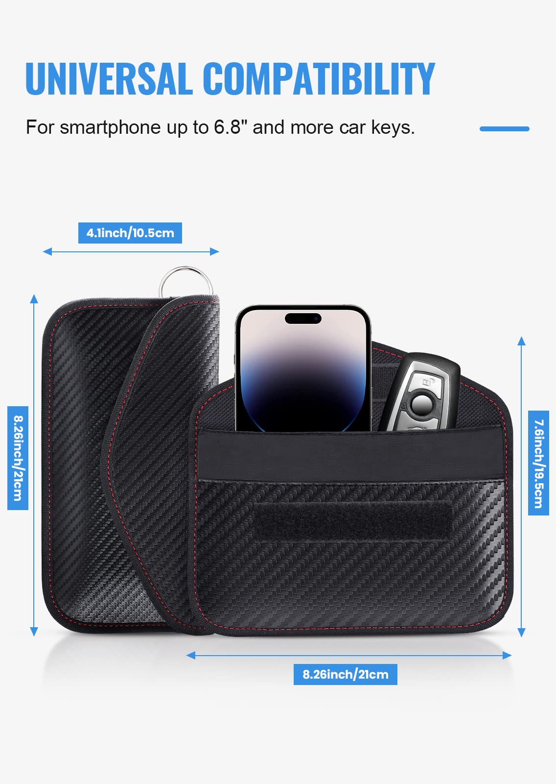 Lanpard Faraday Bag For Phones And Car Keys, 2 Pack Rfid Signal Blocking Bag, Carbon Fiber Material Shielding Case For Cell Phon