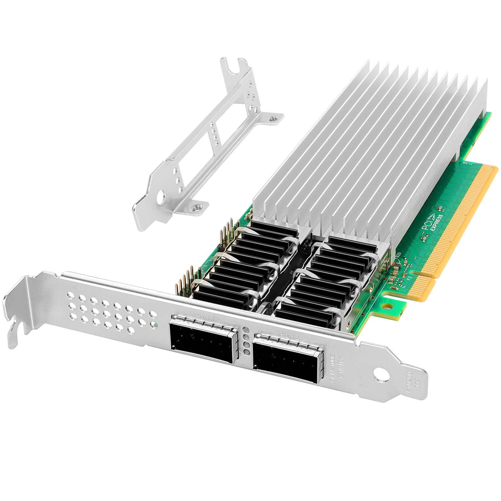 Vogzone 100Gbe Dual Qsfp28 Ports Converged Network Card With Intel E810 Cam2 Chip, Pcie 4.0 X16 Ethernet Nic Lan Adapter Support