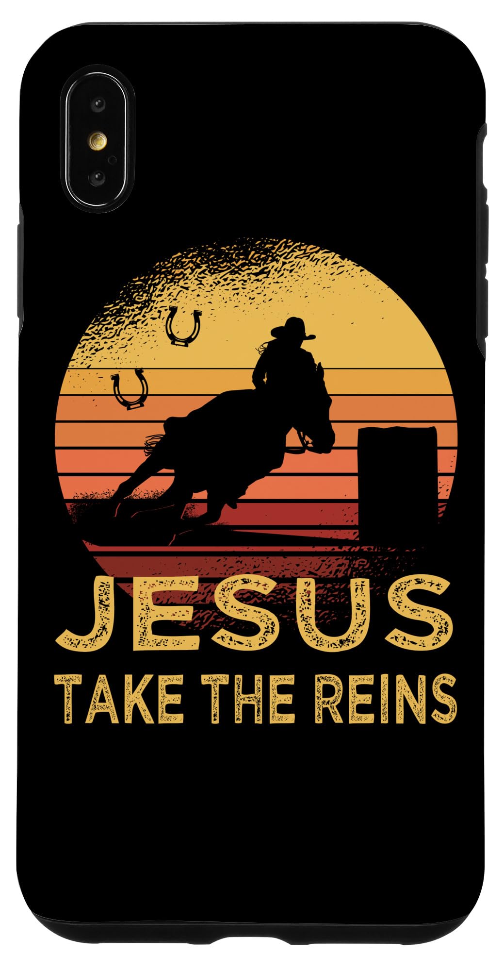 Iphone Xs Max Vintage Retro Horse Barrel Racing Jesus Take The Reins Rodeo Case