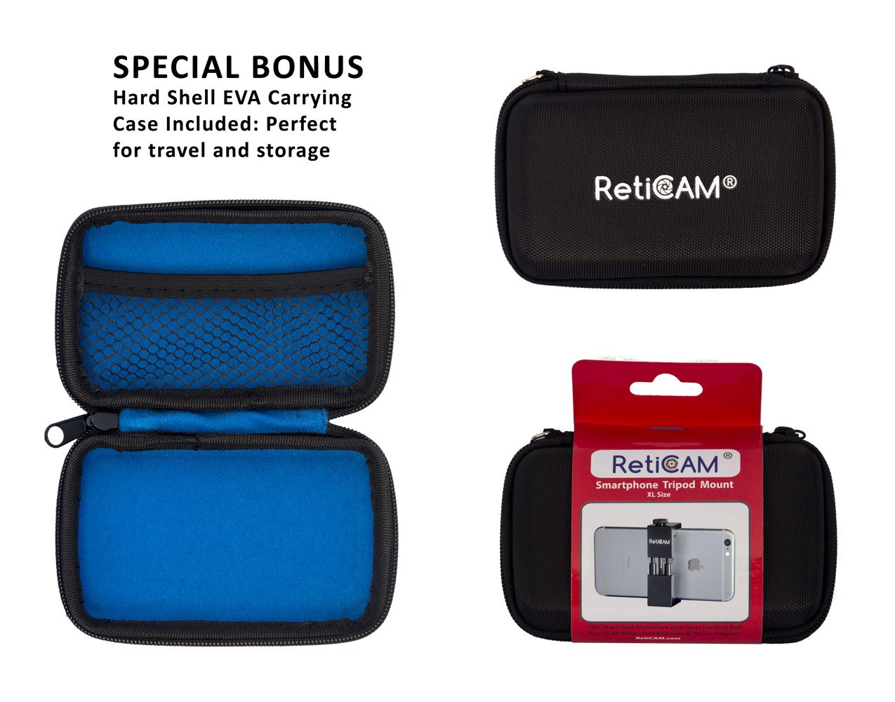 Reticam Smartphone Tripod Mount Xl   Metal Universal Smart Phone Tripod Adapter   Xl Size (2.75'' To 3.6''), Black