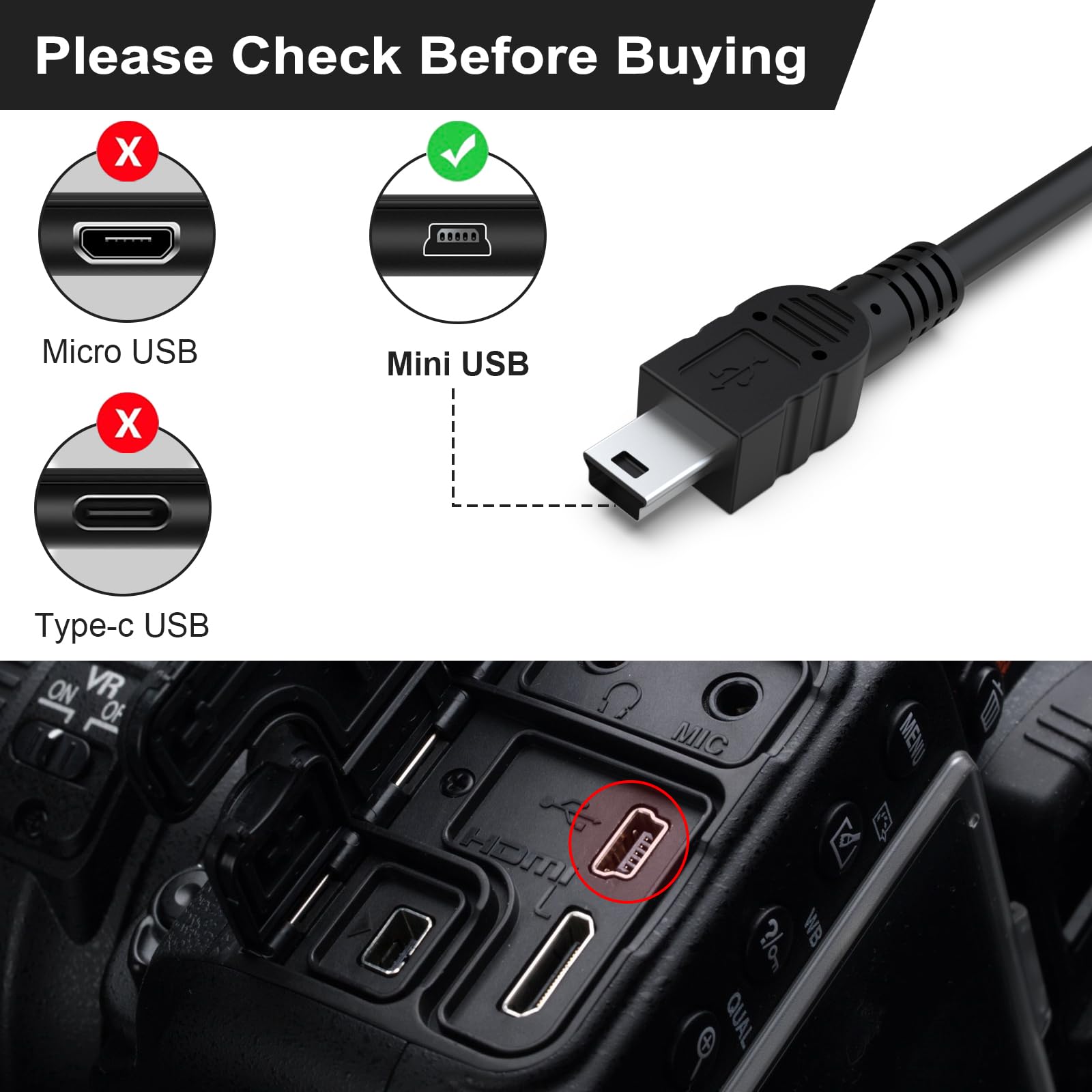 Gneinour Uc E4 Usb Cable Compatible With Nikon D40 D40X D50 D60 D70 D70S D80 D90 D100 D200 D300 D300S D610 D700 D3000 D3100 D700