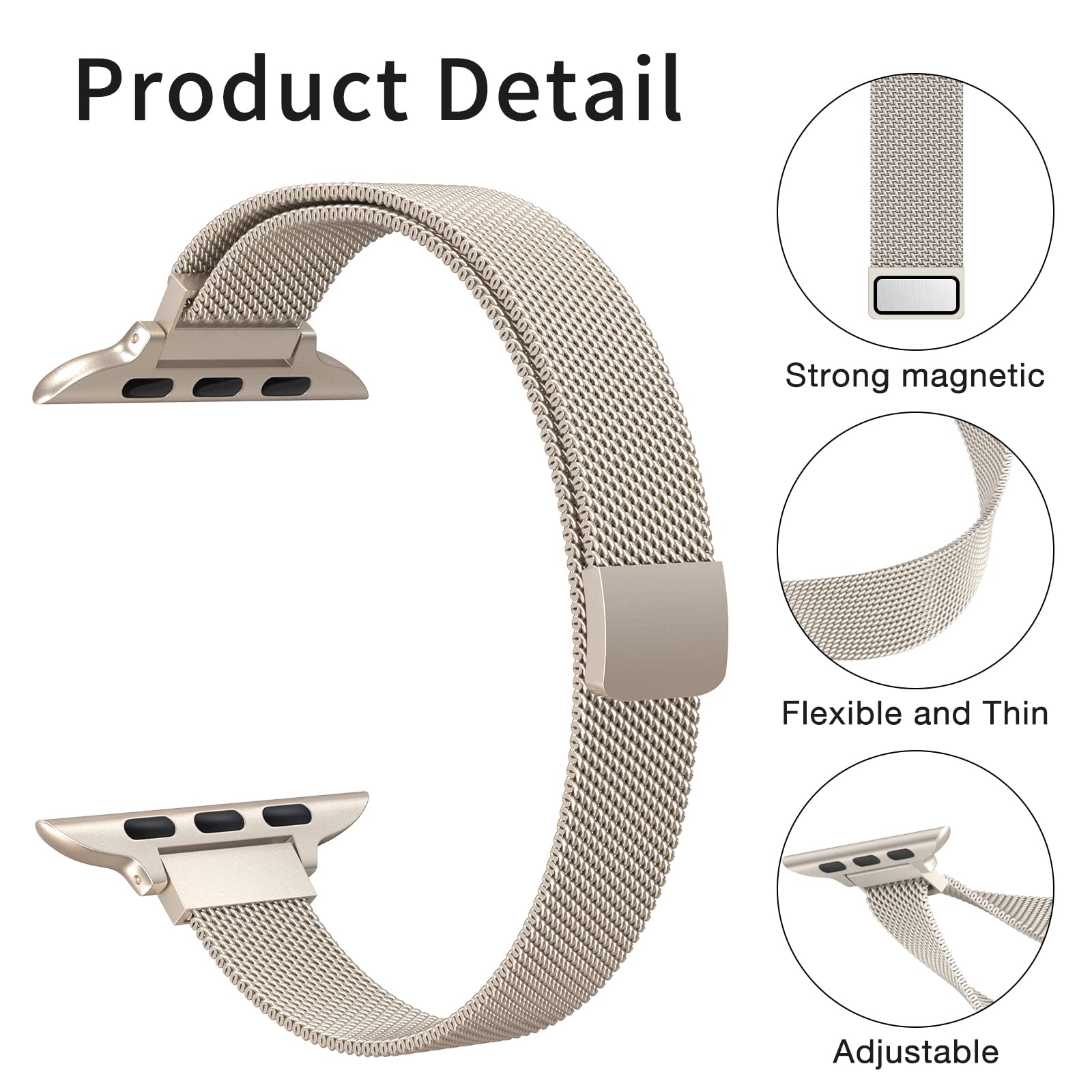 Ctybb For Apple Watch Band Series Ultra Se 8 7 6 5 4 3 2 1 38Mm 40Mm 41Mm 42Mm 44Mm 45Mm 49Mm, Stainless Steel Slim & Thin Mesh