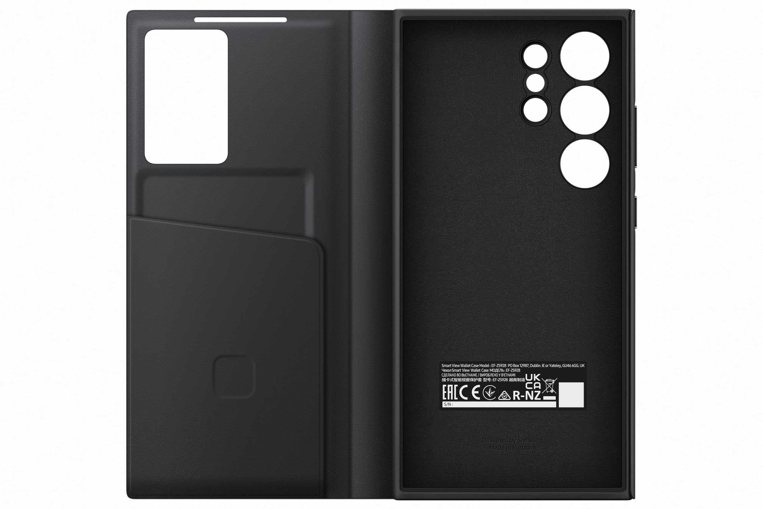 Samsung Smart View Wallet Smartphone Case Ef-Zs928 For Galaxy S24 Ultra, Mobile Phone Case, Card Slot, Viewing Window, Black