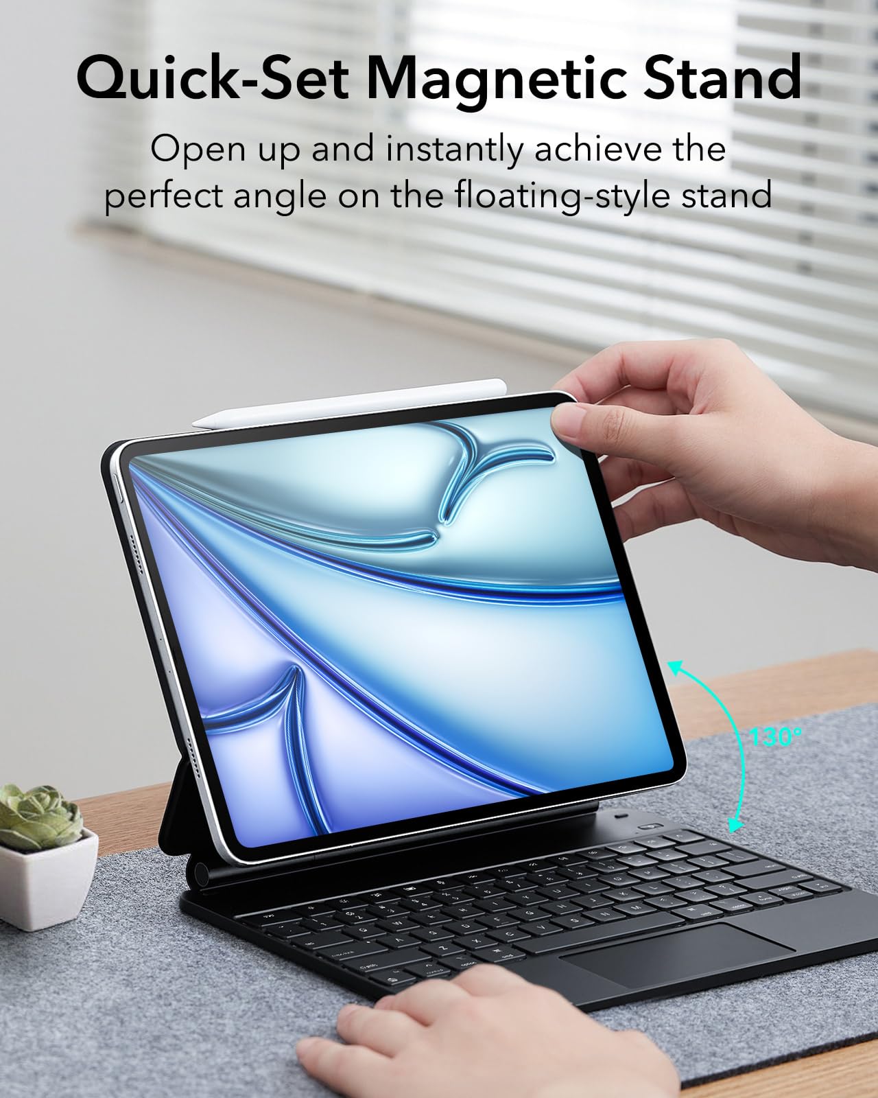 Esr Ipad Air 13 Inch Case Keyboard(M2, 2024), Easy Set Floating Cantilever Stand For Ipad Pro 12.9 Inch (3/4/5/6Th Gen), Precisi