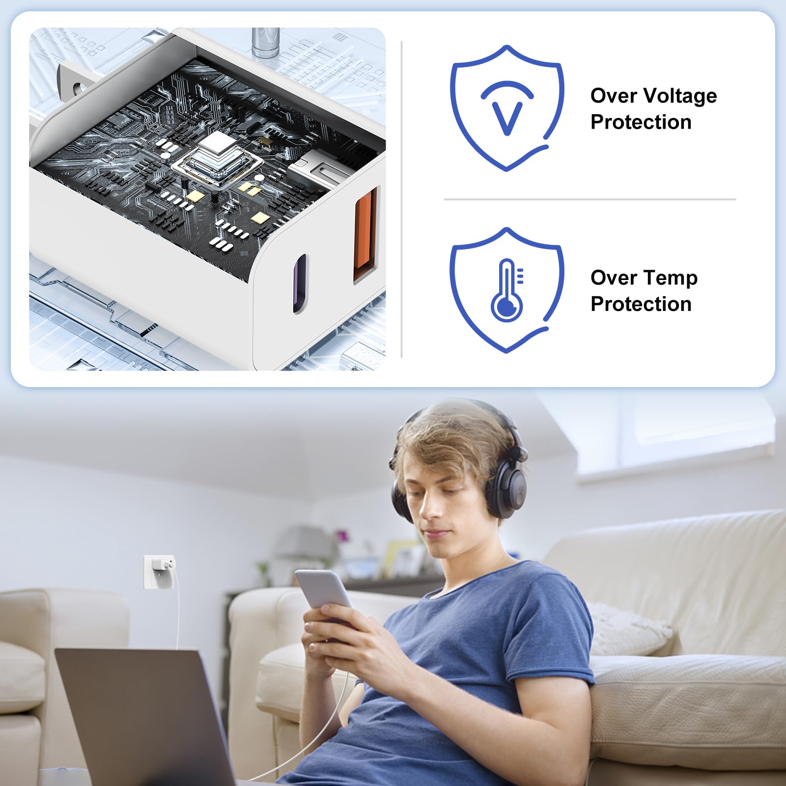 For Iphone 15 Fast Charger,[Apple Mfi Certified] 2Pack Dual Port 20W Pd Power Usb C Wall Charger Adapter With 10Ft Long Usb C Fa