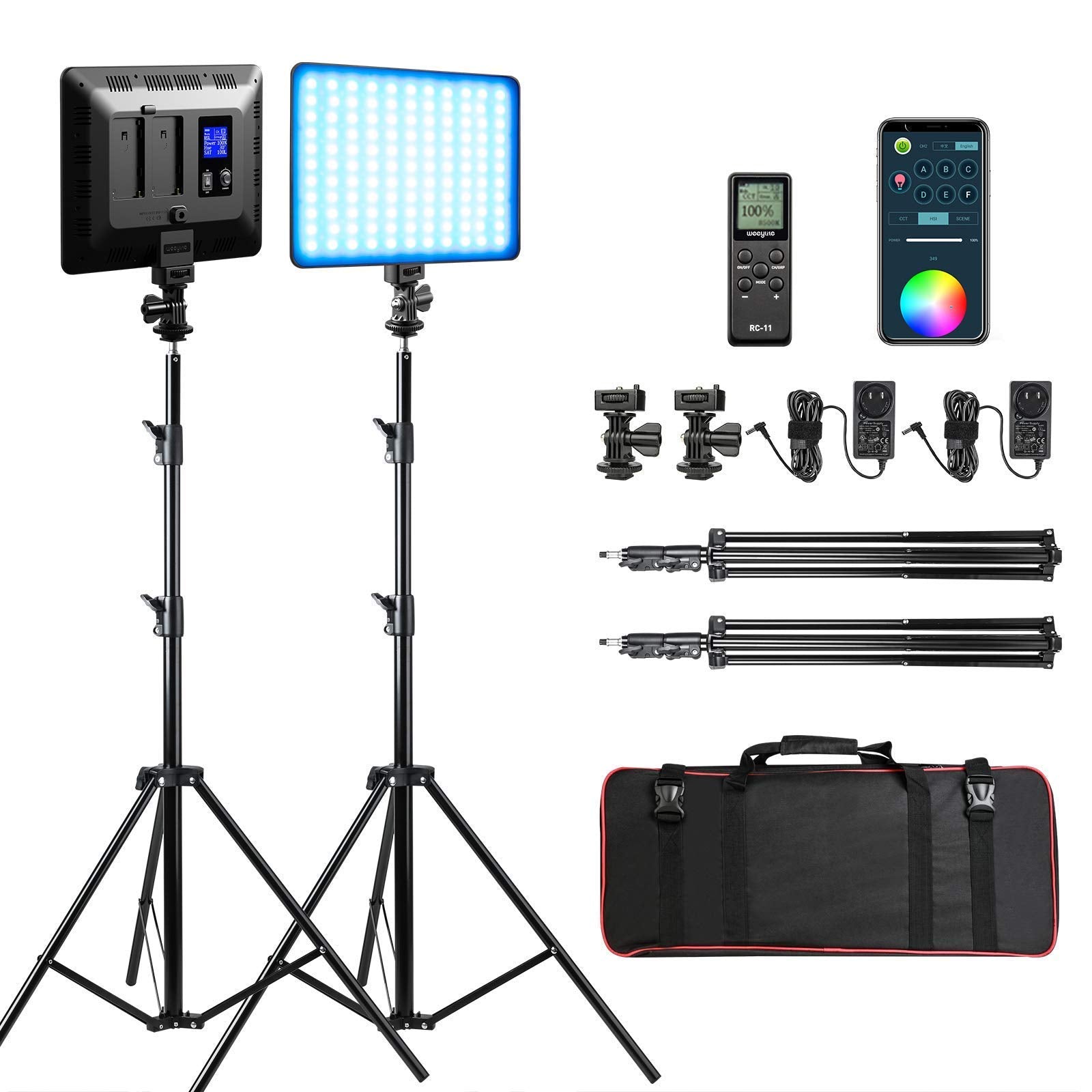 Weeylite Sprite20 2-Pack LED Video Lighting Kit - Full RGB Color Studio Lights for Photography, Video Recording, Streaming & Fil