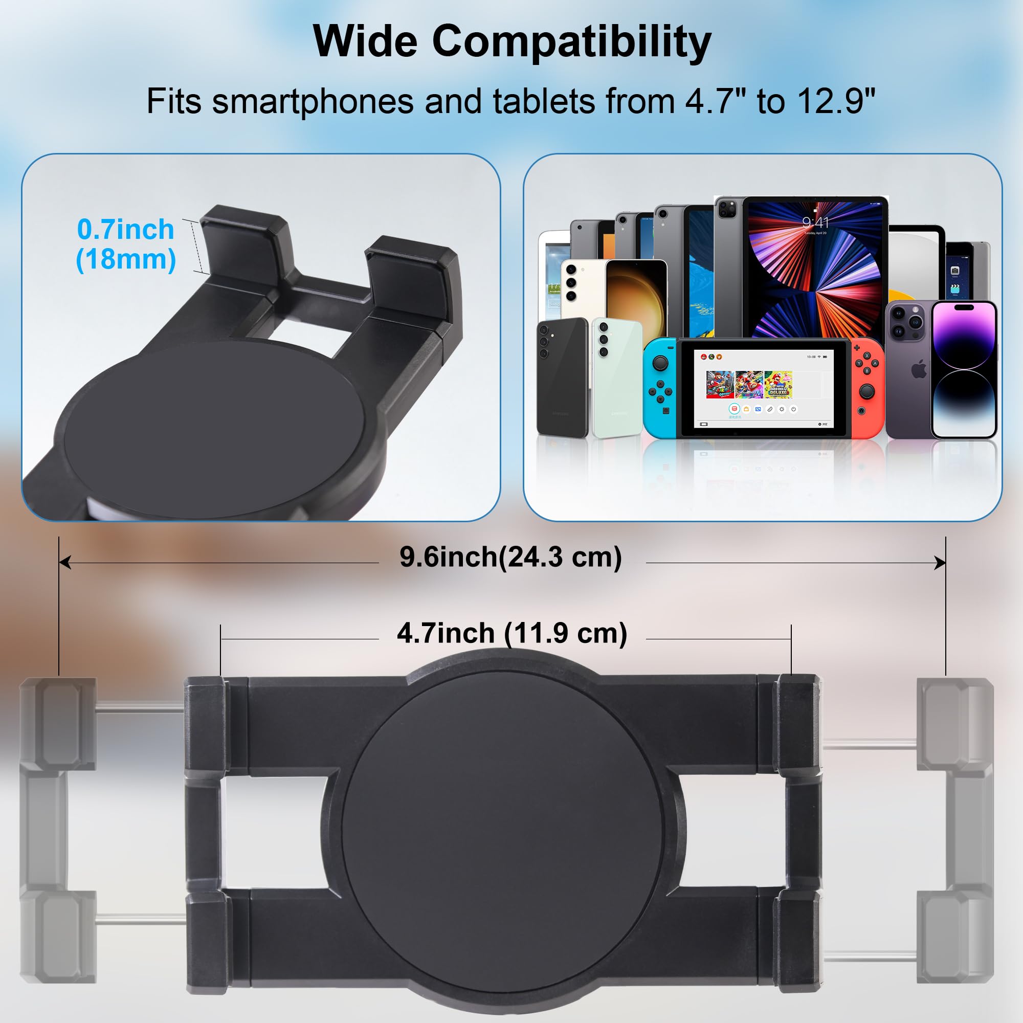 Teqable Industrial Tablet Mount For Truck&Vehicle, Heavy Duty Drill Base Ipad Mount Holder For Car, Adjustable Aluminum Arm, Com