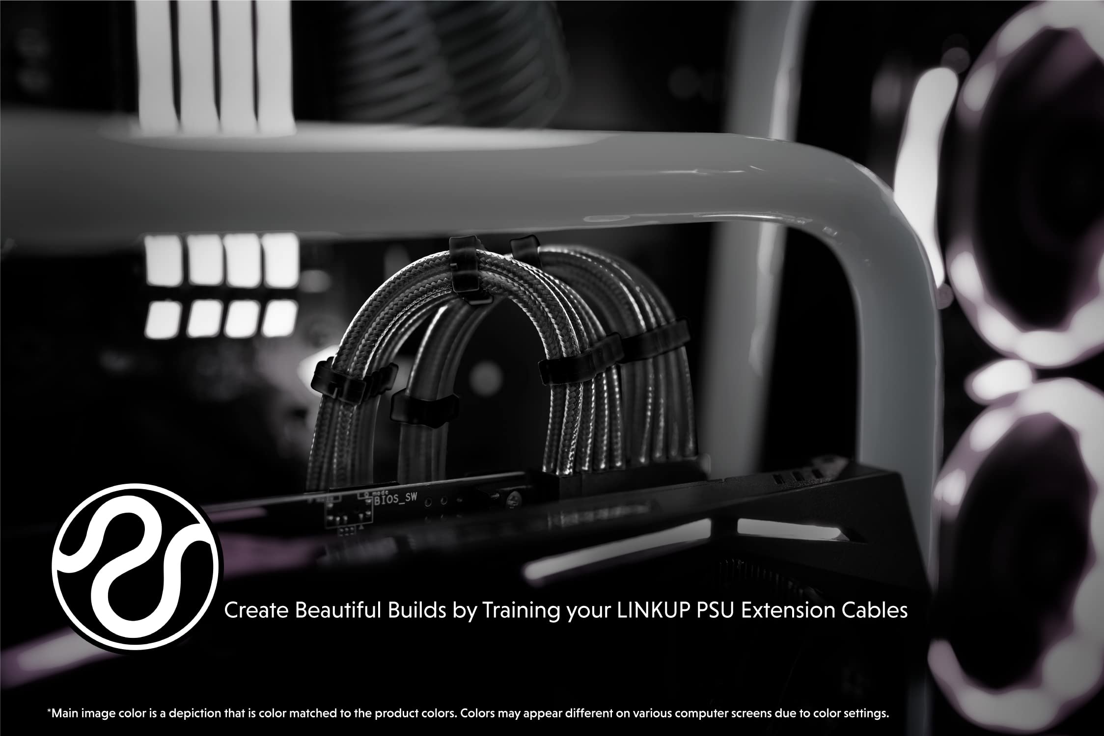 Linkup   Ava 50Cm Atx 24 Pin (20+4) Motherboard Psu Braided Sleeved Power Supply Extension Cable W/Combs?Strong & Stiff Design?S