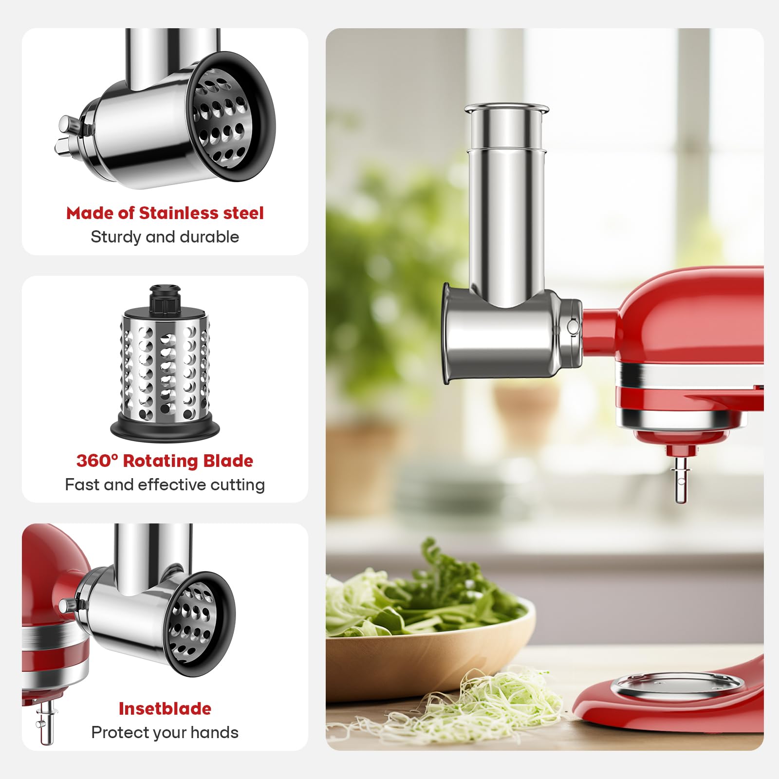 Meat Grinder & Stainless Steel Slicer Shredder Attachment For Kitchenaid Stand Mixer, Meat Grinder Attachment With Sausage Stuff