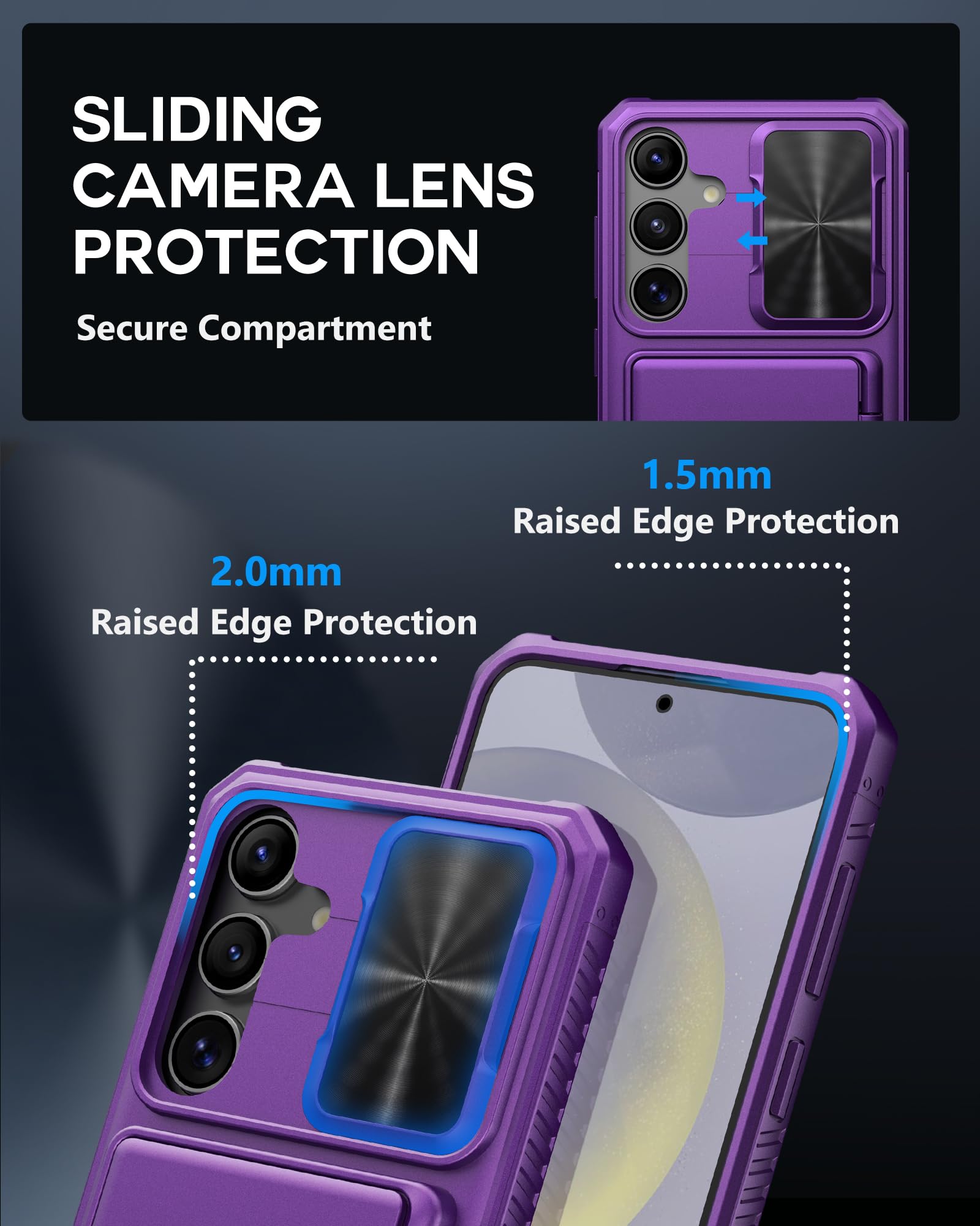 Atatoo For Samsung Galaxy S24+ Plus Case Wallet, Built In Card Holder(Store 4 5 Cards) & Slide Camera Cover, Military Grade Prot