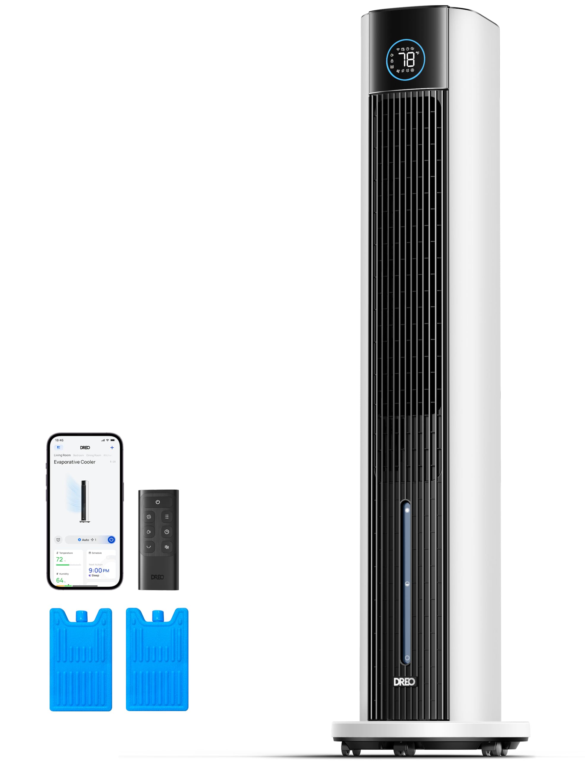 Dreo Evaporative Air Swamp Cooler, 43'' Cooling Fans That Blow Cold Air 2025 Upgraded, 85 Oscillating Floor Fan For Bedroom, Eas